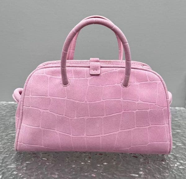 Pink-Toned Designer Shoulder Clutch with Removable Strap - Luxe Bowling Style
