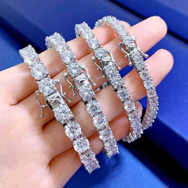 Designer Trendy 4567mm Moissanite Diamond Bracelet 100 Real 925 Sterling silver Wedding Bangle Bracelets For Women Engagement Jewelry Y251031
