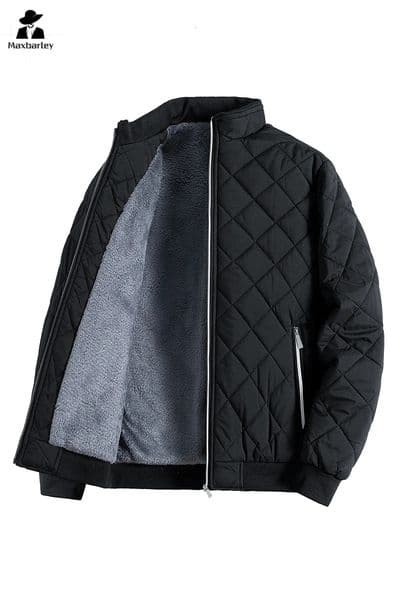 Winter Coldproof Jacket Mens Casual fleecelined Thickened Zipper Quilted Padded Coat Business Commuting Warm Parka 251030