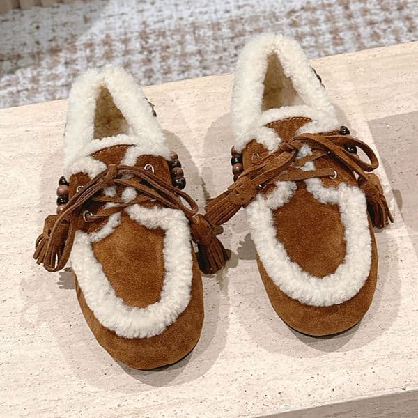 Retro Fashion Womens loafers Luxury Womens casual shoes popular brand simple flat shoes wool suede border design with original box