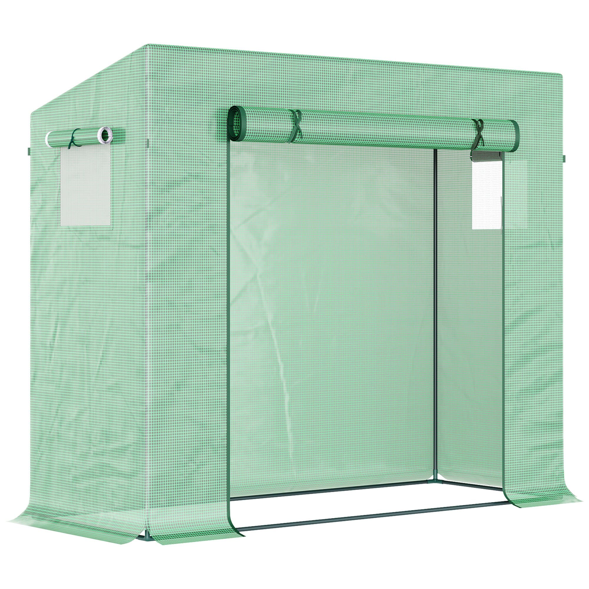 Outsunny Garden Greenhouse with PE Plant Cover, Windows and Zipper Door for Fruit and Veg 198L x 77W x 149-168H cm | Aosom UK