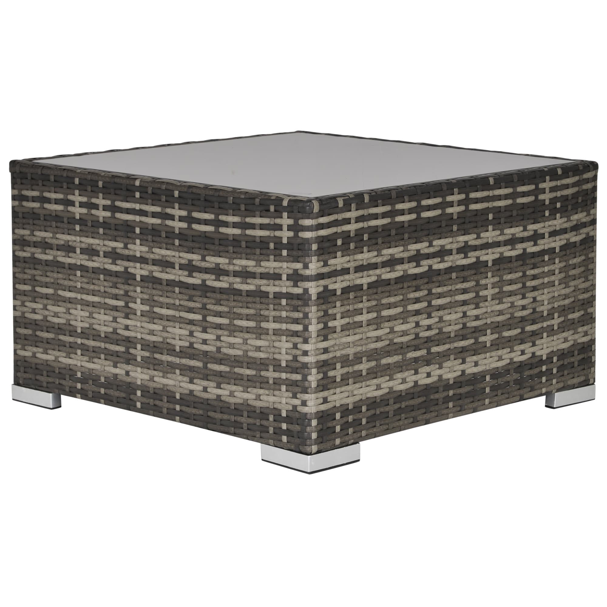 Outsunny Rattan Coffee Table Ready to Use Outdoor Furniture Suitable for Garden Backyard Deep Grey | Aosom UK