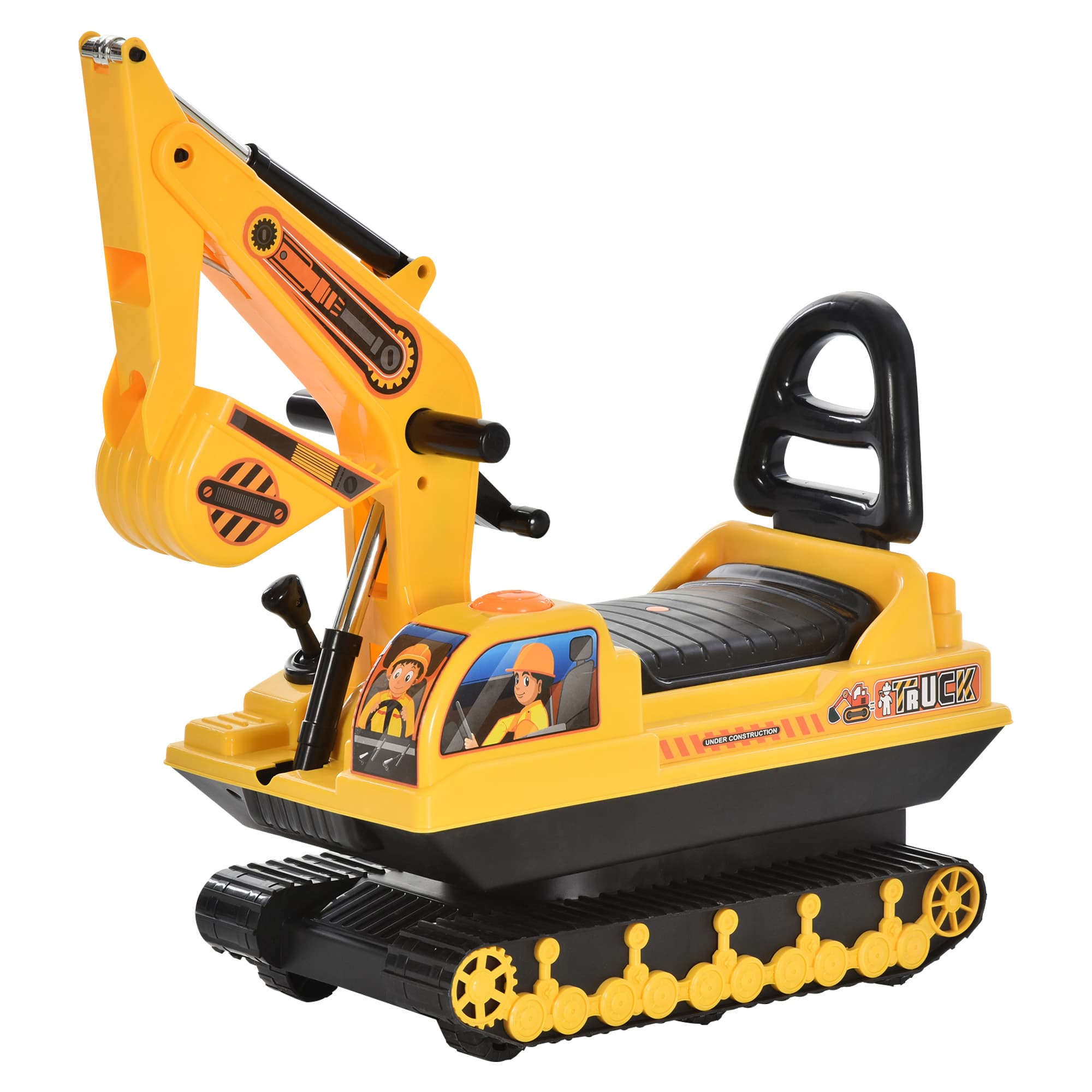 HOMCOM Kids Ride On Digger Excavator Toy Tractors Walker Toddler Truck Basket Storage For Boys Girls 3 Years Old Yellow NO POWER | Aosom UK thumbnail 2