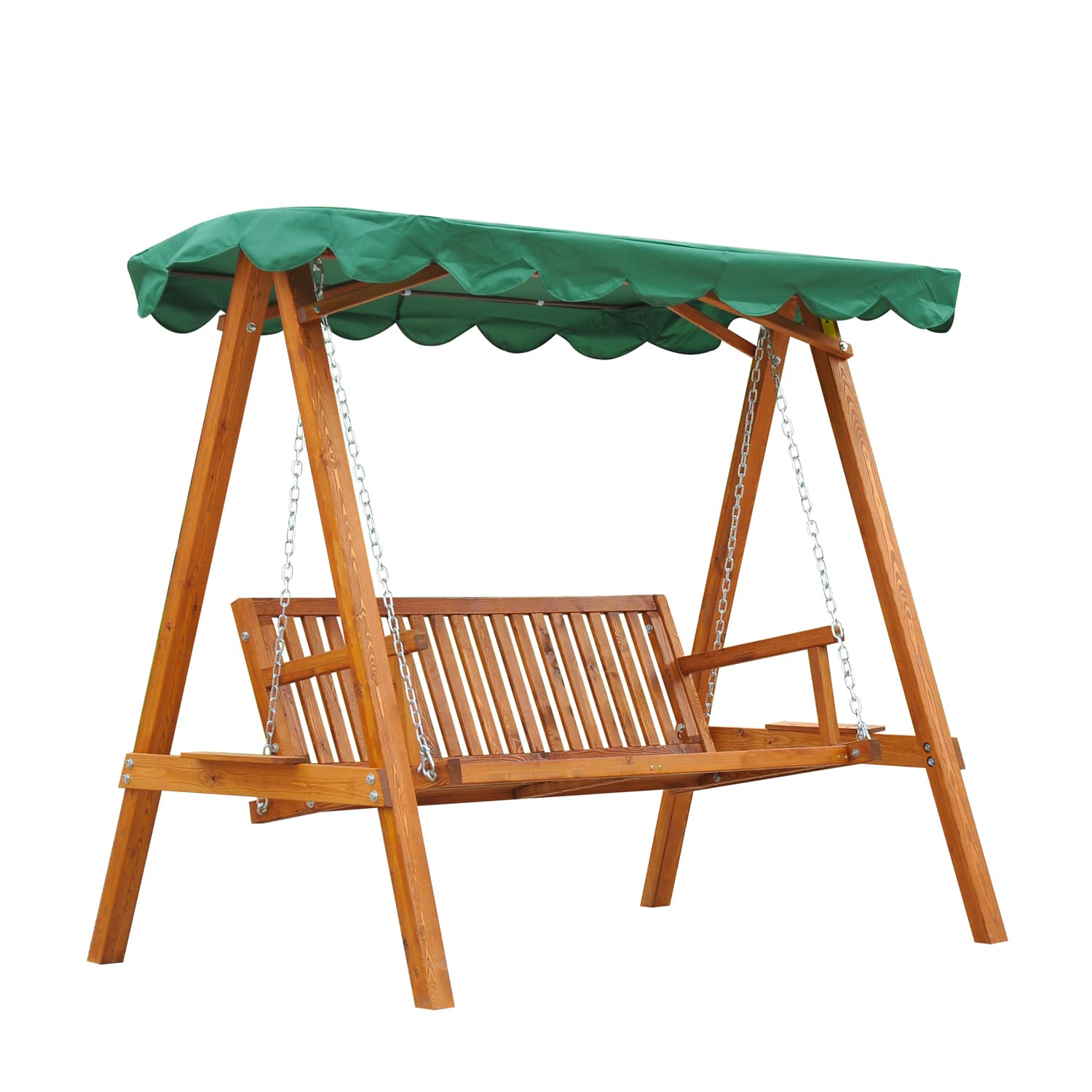 Outsunny Waterproof 3-Seater Wooden Garden Swing Chair Seat Bench, Green | Aosom UK