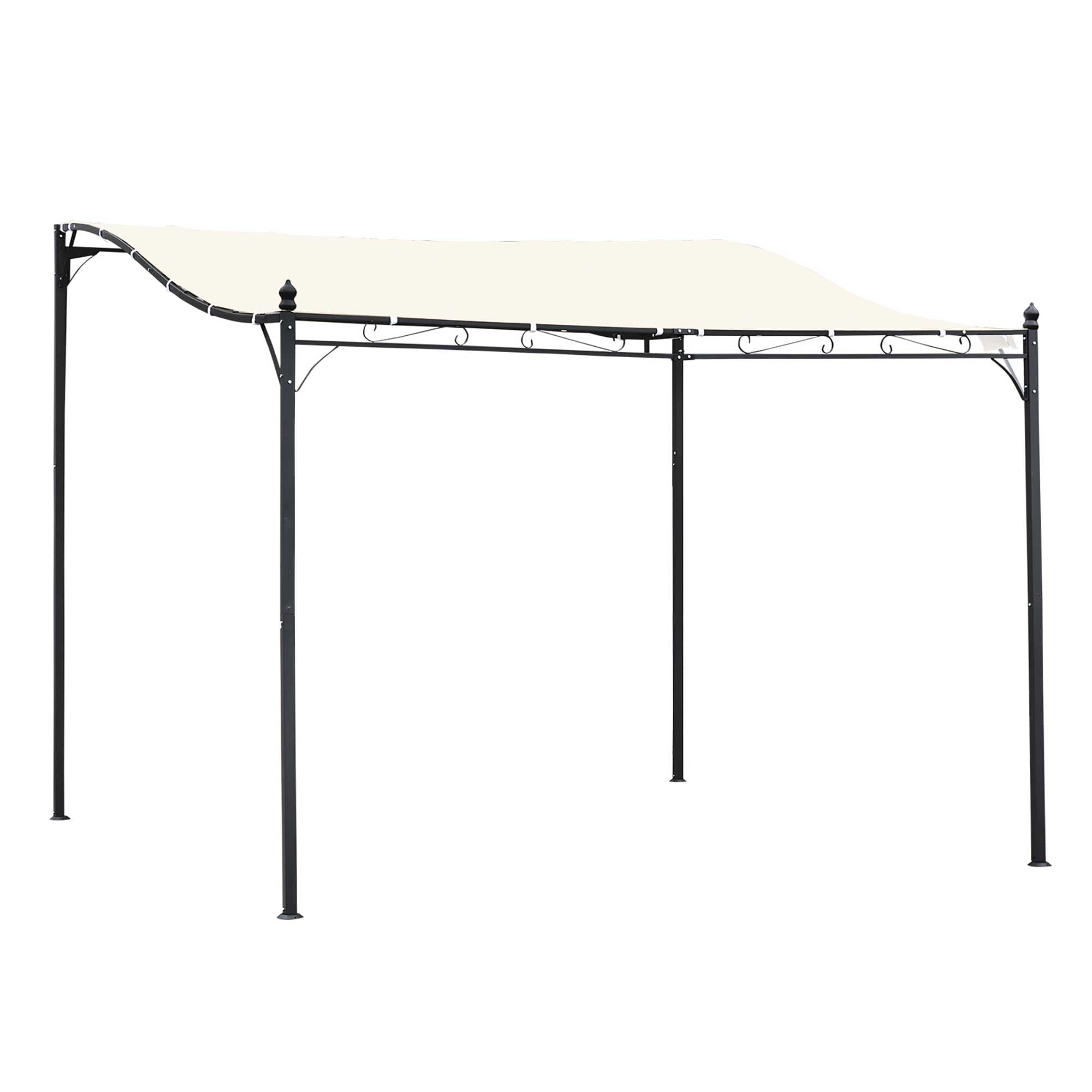 Outsunny Elegant Pergola Gazebo Metal Frame Elegant Scrolling Weather-Resistant Canopy Sun Rain Shade Outdoor Shelter 3x3(m), Cream White | Aosom UK