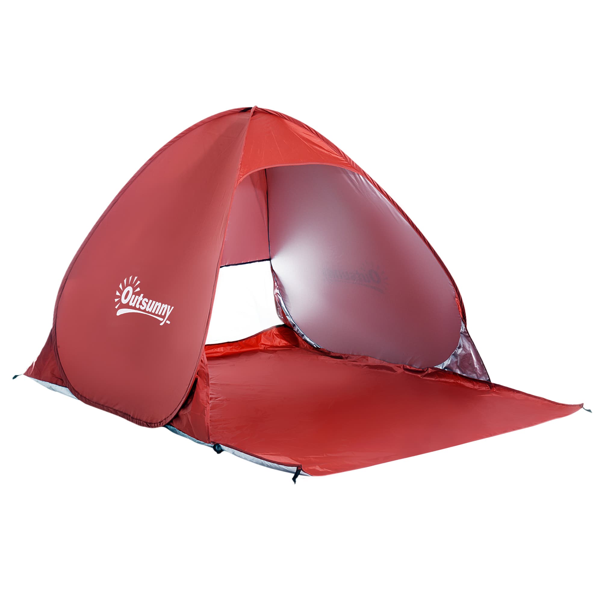 Outsunny Pop-Up Beach Haven: Portable Sun Shelter for 2-3, UV Protection, Lightweight & Easy Setup, Crimson Red | Aosom UK