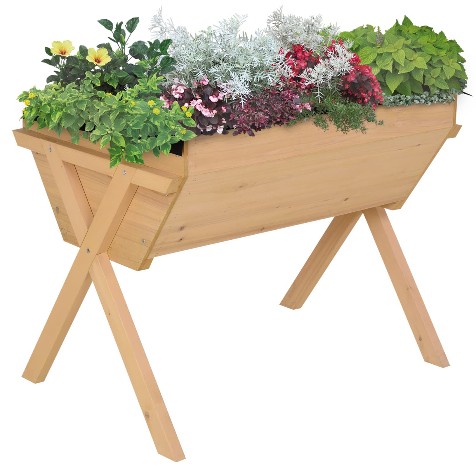 Outsunny Wooden Raised Planter Boxes,  Flower Pots with Liner for Vegetables & Flowers | Aosom UK