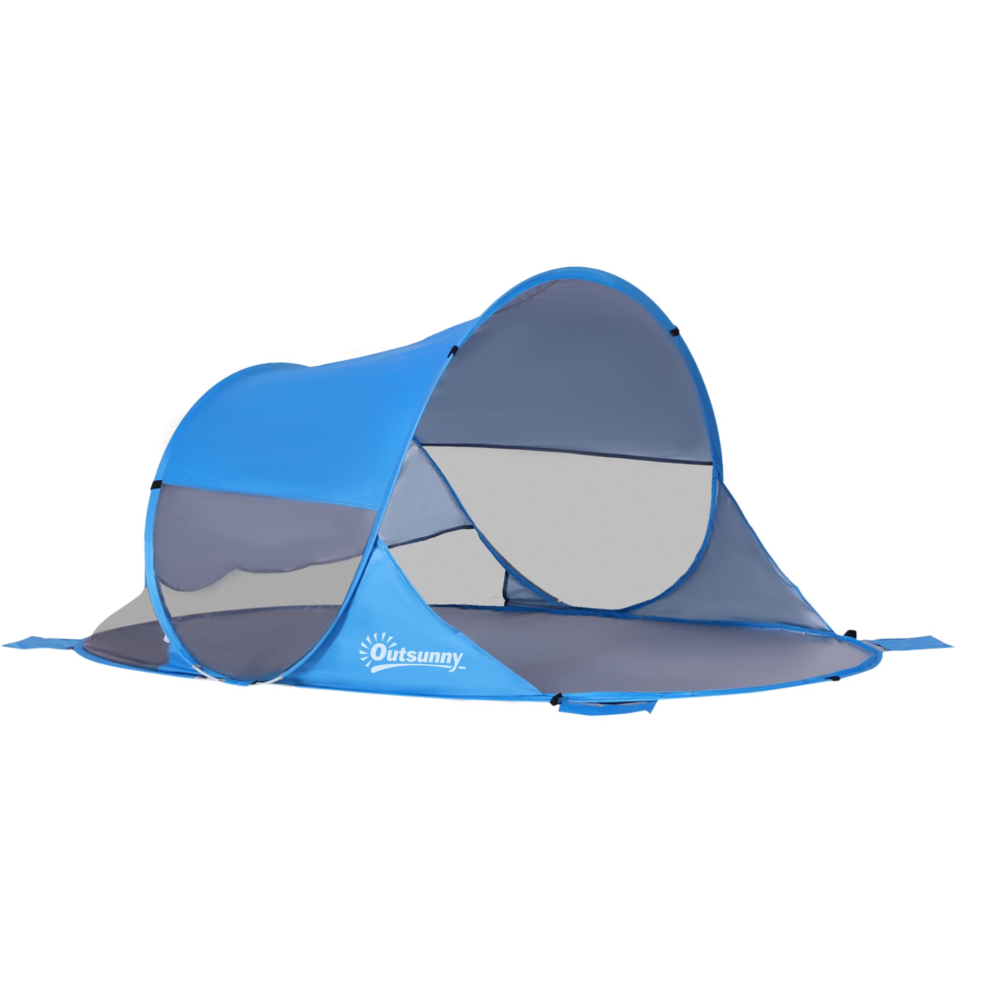 Outsunny Pop Up Beach Tent for 1-2 Persons, Portable UV Protection Sun Shelter, Automatic, Blue | Aosom UK