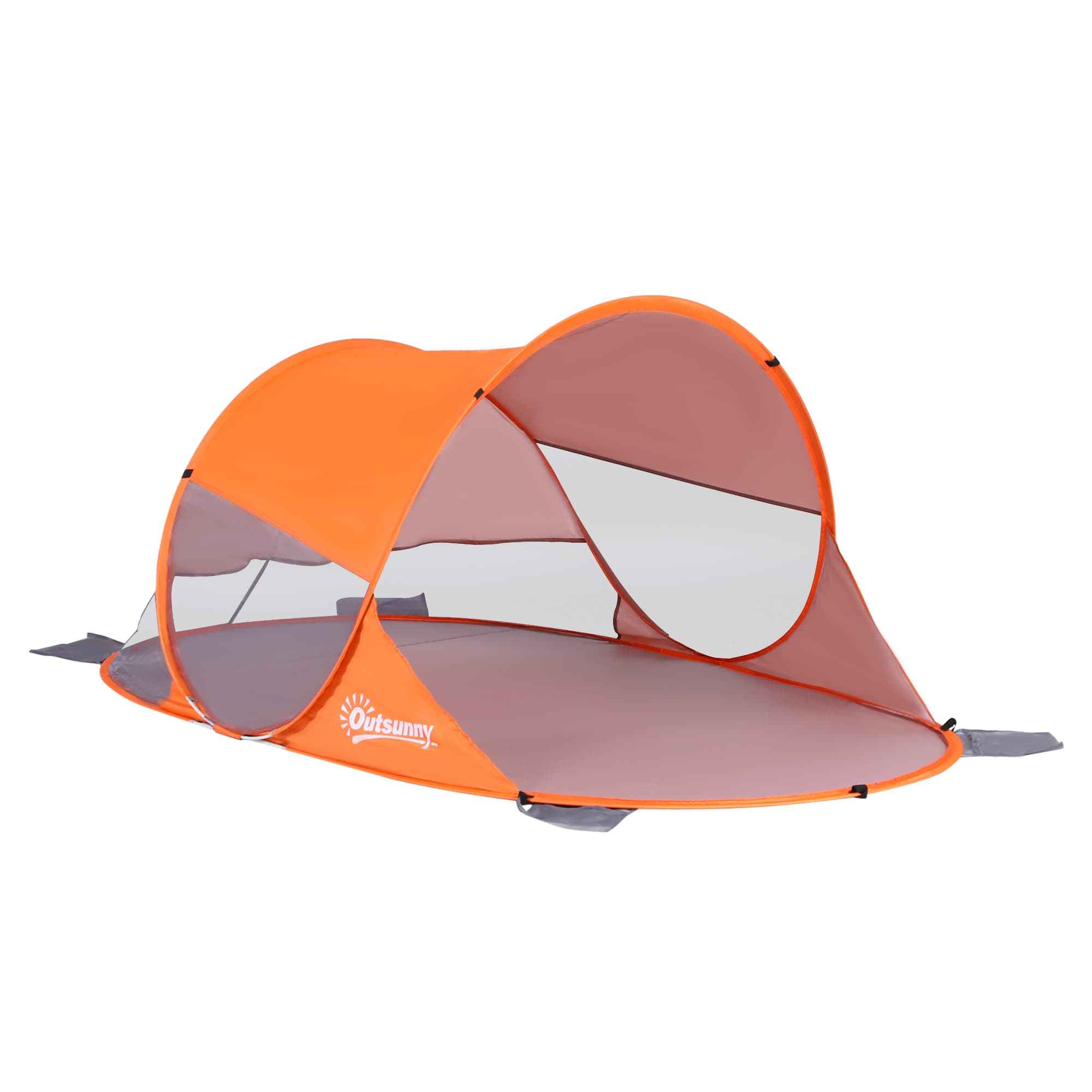 Outsunny Portable Pop-Up Beach Shelter for 1-2 Persons, UV 30+ Protection Automatic Sun Tent, Orange | Aosom UK