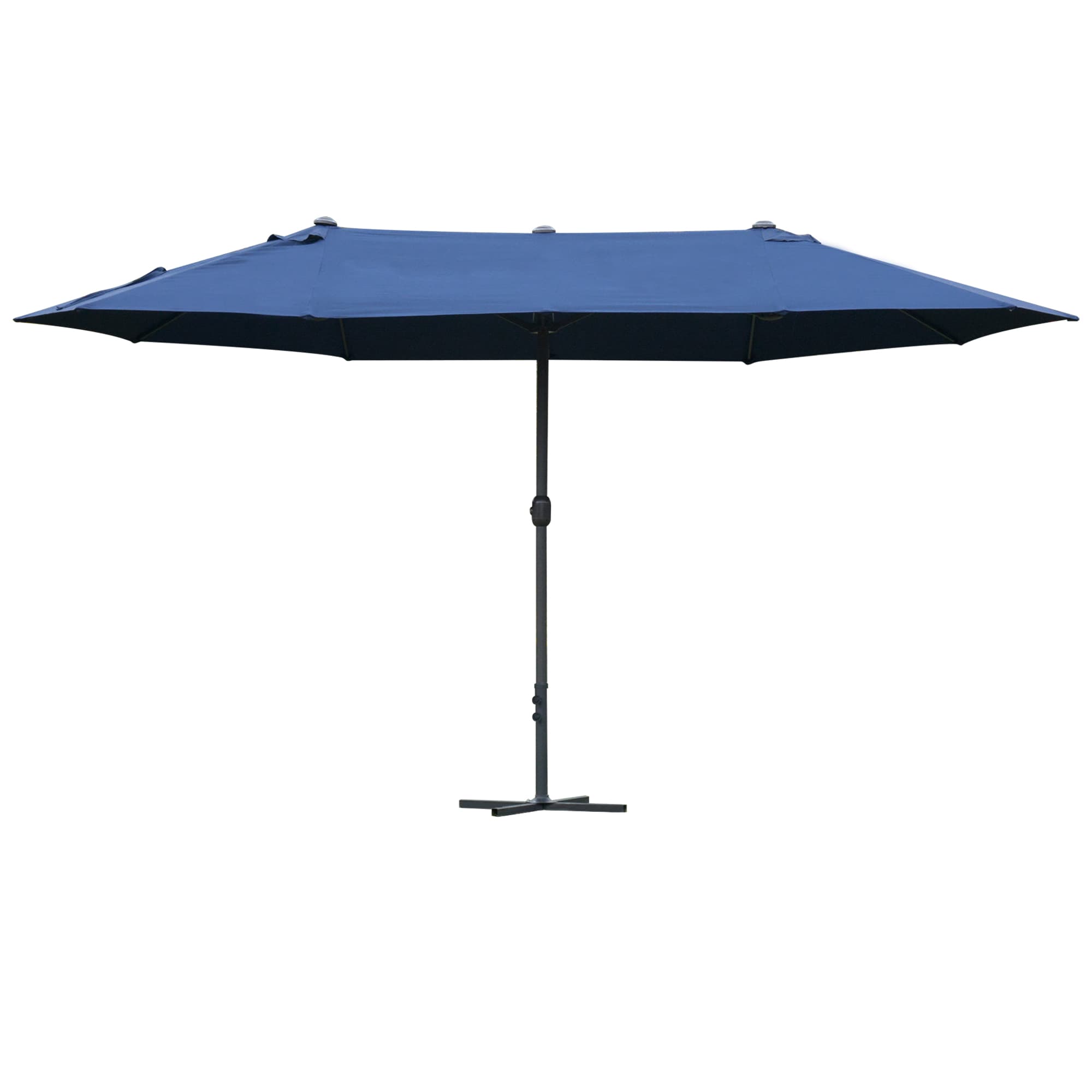 Outsunny Waterproof 4.6m Garden Parasol Double-Sided Sun Umbrella Patio Market Shelter Canopy Shade Outdoor with Cross Base – Blue | Aosom UK