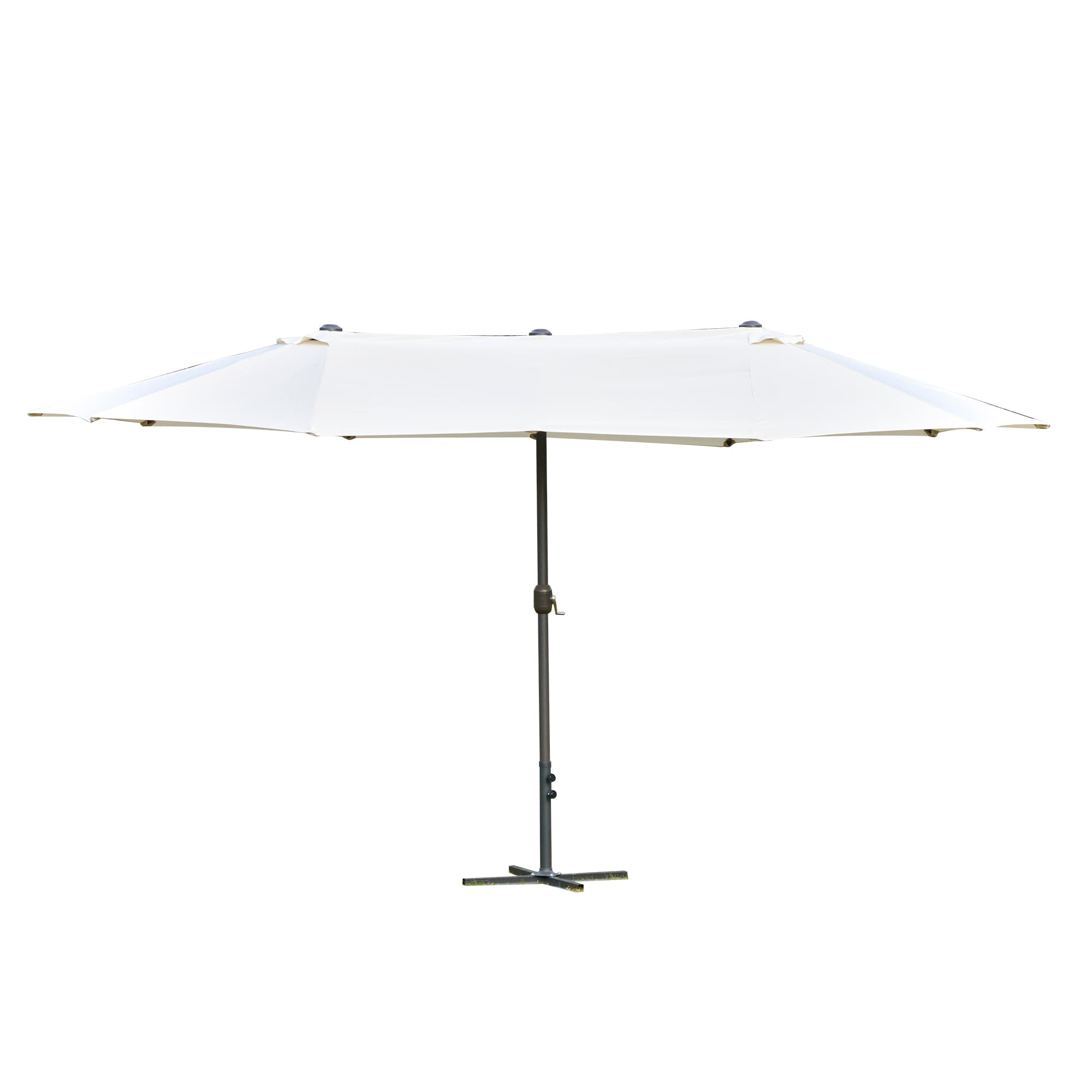 Outsunny 4.6m Garden Parasol Double-Sided Sun Umbrella Patio Market Shelter Canopy Shade Outdoor with Cross Base – Off White | Aosom UK