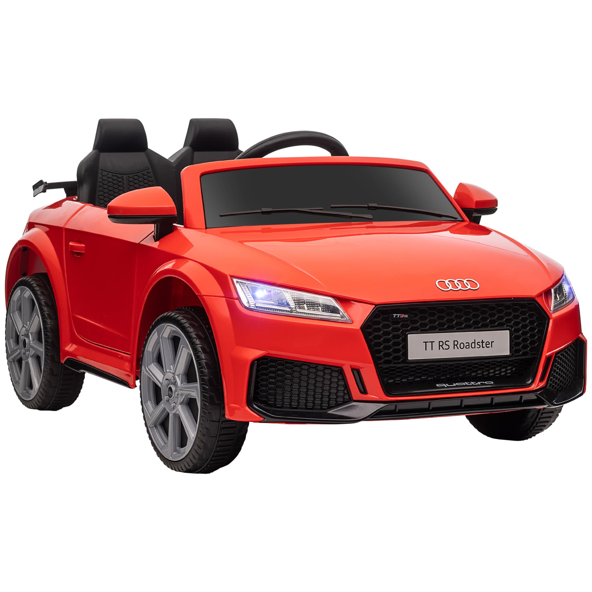 HOMCOM Compatible for 12V Rechargeable Battery Ride On Car w/ Remote Forward Reverse Lights Horn MP3 Player Red w/ Seat Belt Audi TT RS | Aosom UK