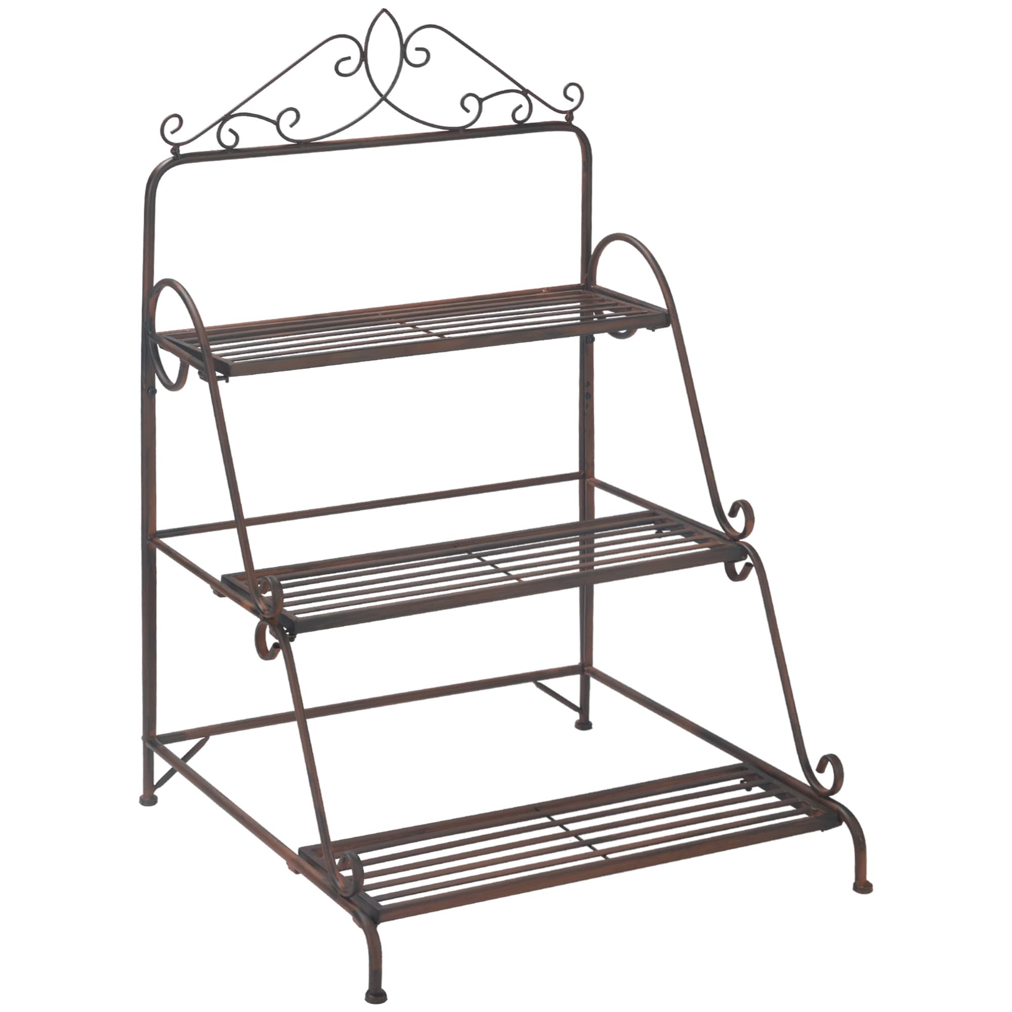 Outsunny 3 Tier Stair Style Metal Plant Stand, Flower Pot Holder Display Shelf, Storage Organizer Rack for Indoor Outdoor Patio Balcony | Aosom UK