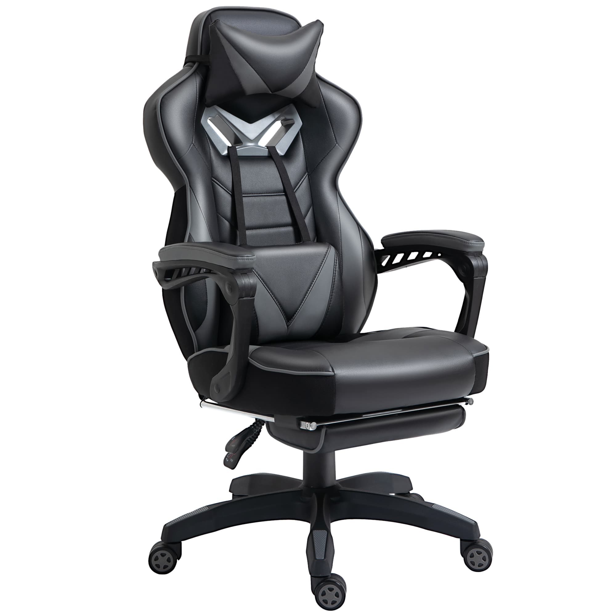 Vinsetto Ergonomic Racing Gaming Chair Office Desk Chair Adjustable Height Recliner w/ Wheels Lumbar Support Retractable Footrest Office | Aosom UK