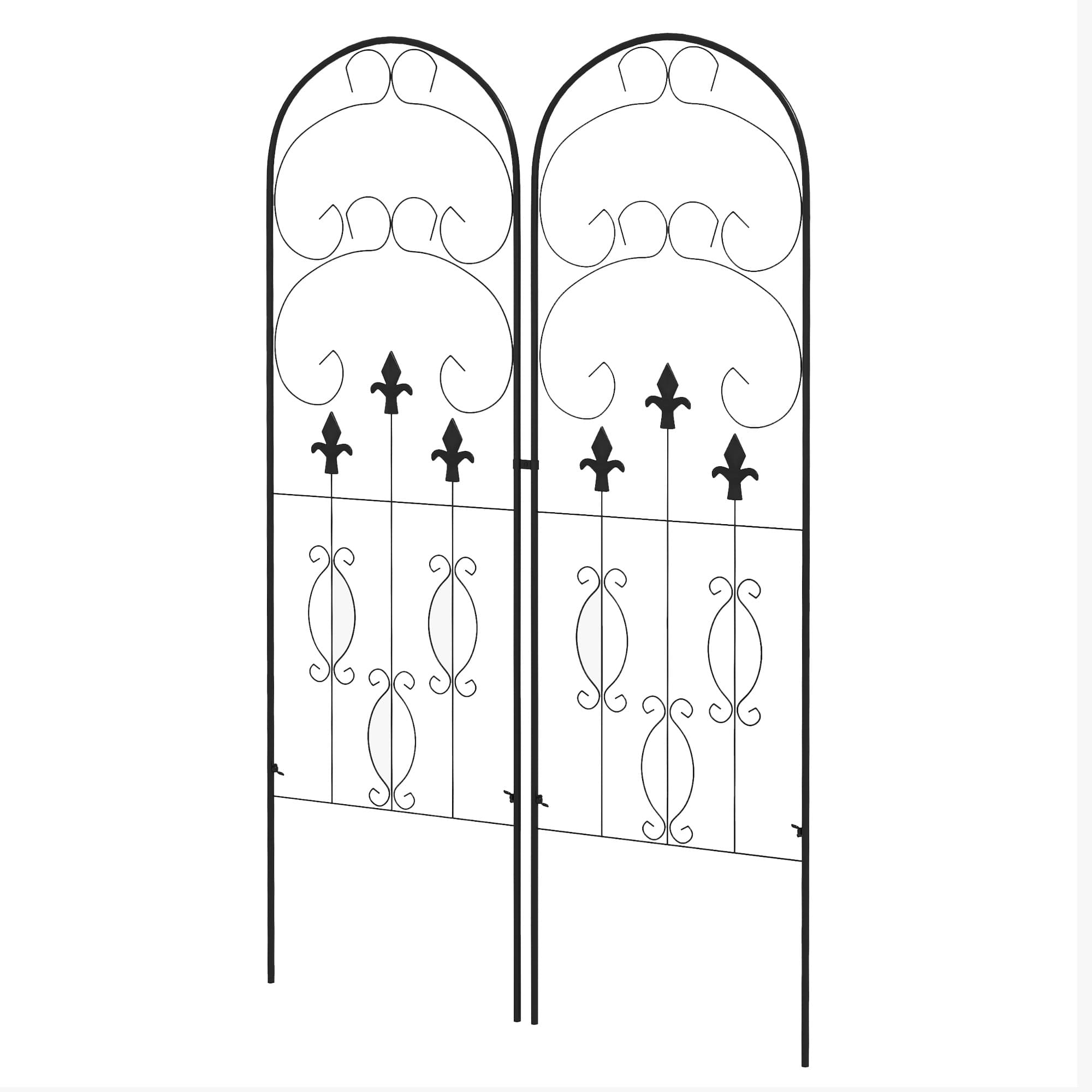 Outsunny Decorative Trellis Set: Elegant Scroll Design, Climbing Plant Support, Jet Black | Aosom UK