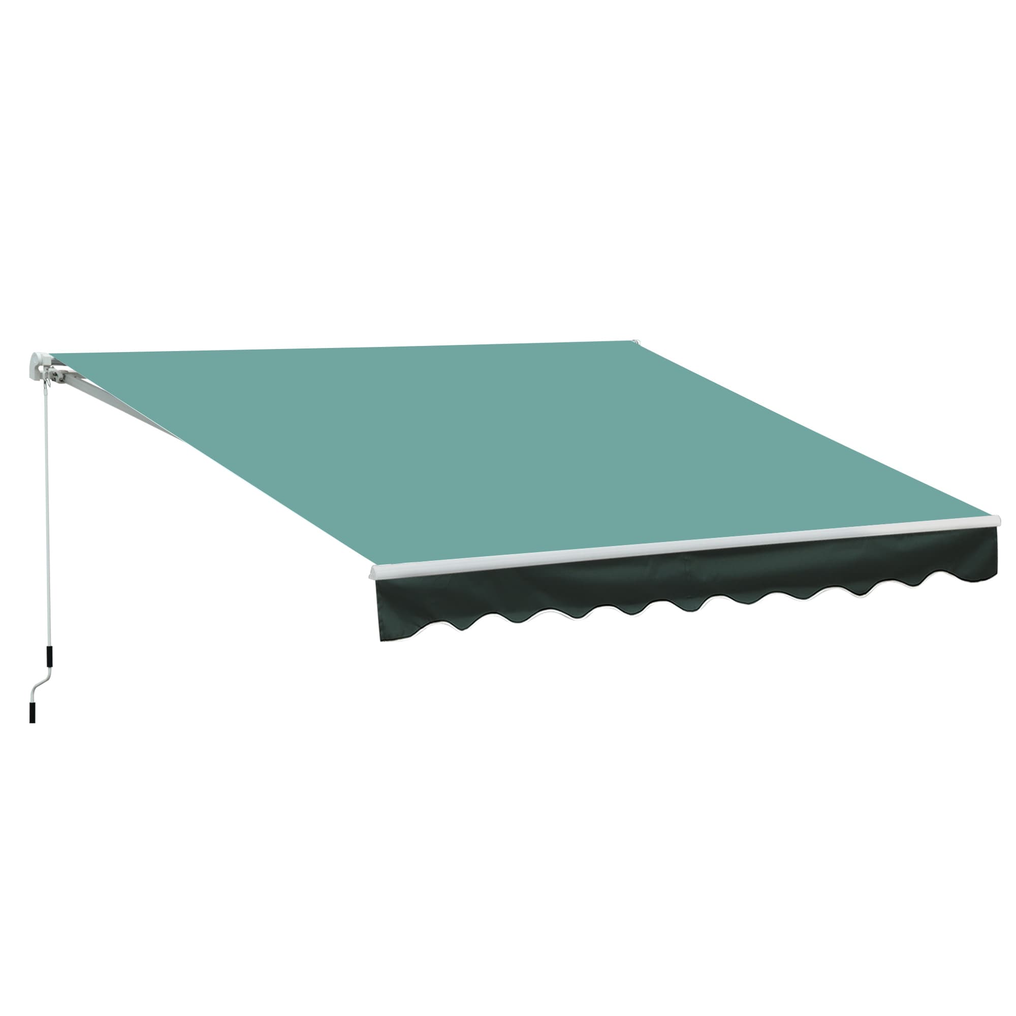 Outsunny 3 x 2.5m Manual Retractable Awning for Patio 15-45° Sun Canopy with Waterproof Fabric Porch Awning for Home - Greyish Green | Aosom UK