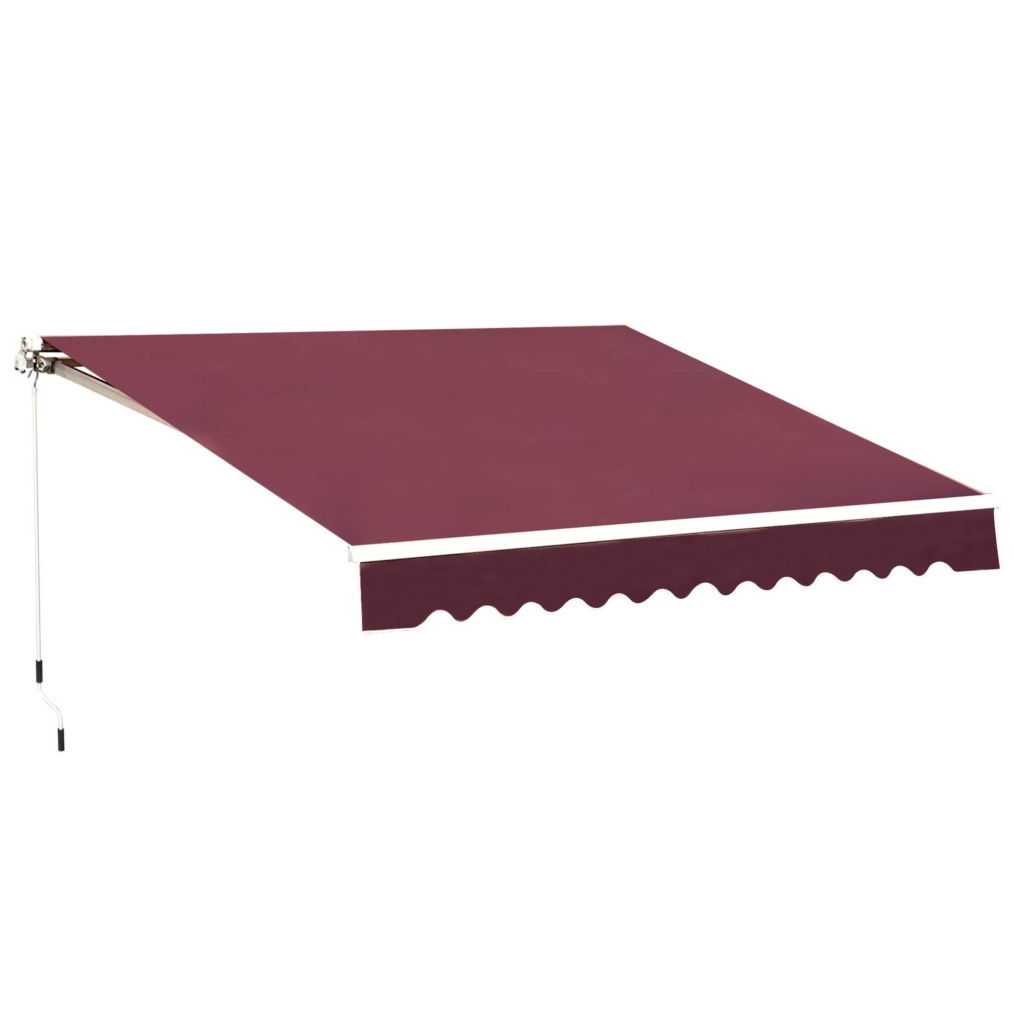 Outsunny 3 x 2.5m Manual Retractable Awning for Patio 15-45° Sun Canopy with Waterproof Fabric Porch Awning for Home - Wine Red | Aosom UK