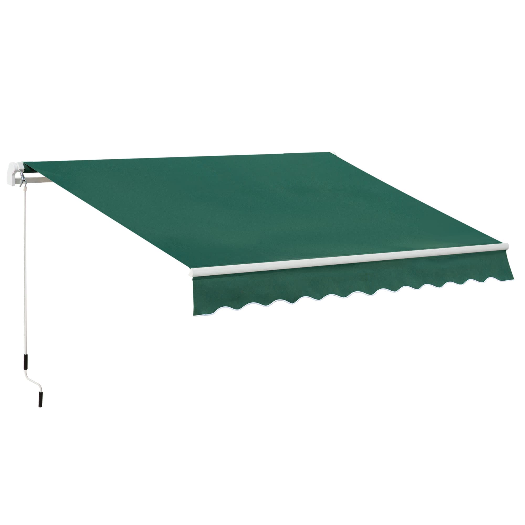 Outsunny Awnings for Patio Awning Canopy Shelter Garden Sun Shade UV Blocker Light Weight Aluminium Frame w/ Hand Crank 3 x 2m Green