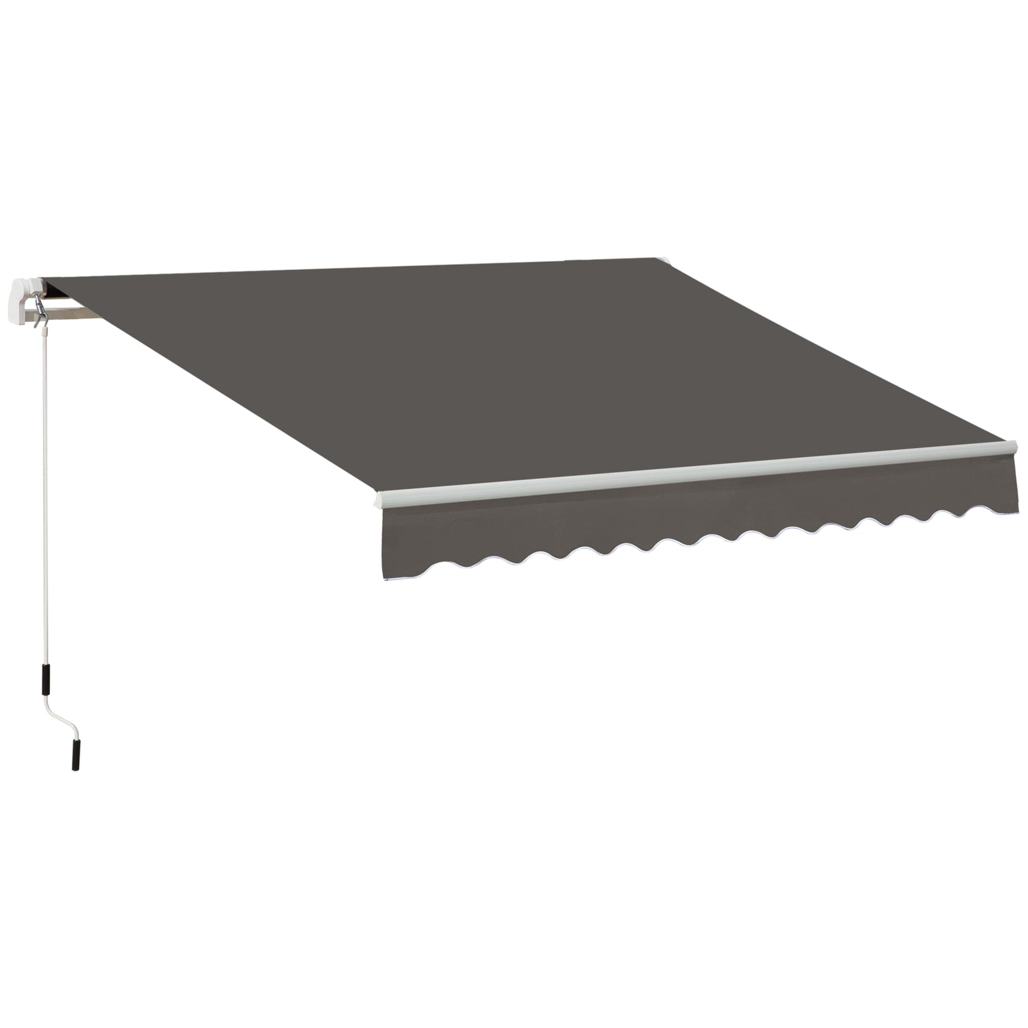 Outsunny Comfortable Patio Awning 3 x 2m, Outdoor House Awnings, Aluminum Frame, UV Blocker, with Hand Crank, Dark Grey | Aosom UK