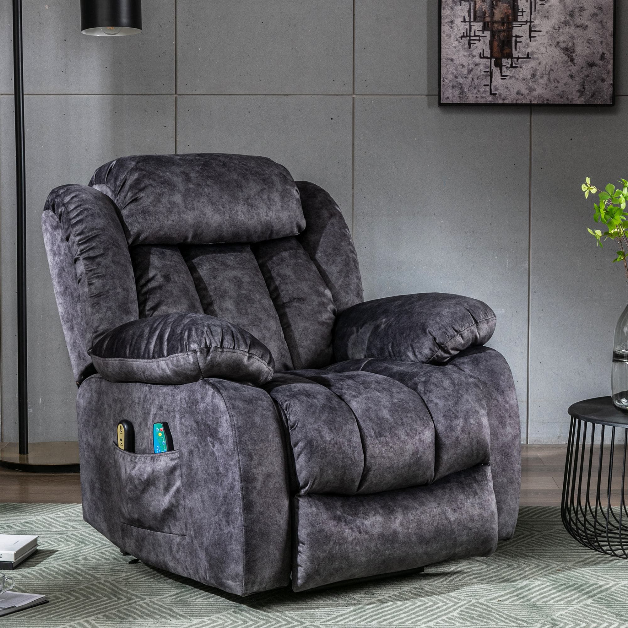 Power Lift Recliner Massage Chair with Heat and Vibration, Heavy Duty Safety Motion for Elderly, Easy Assembly, 96x95x100 cm, Grey | Aosom UK