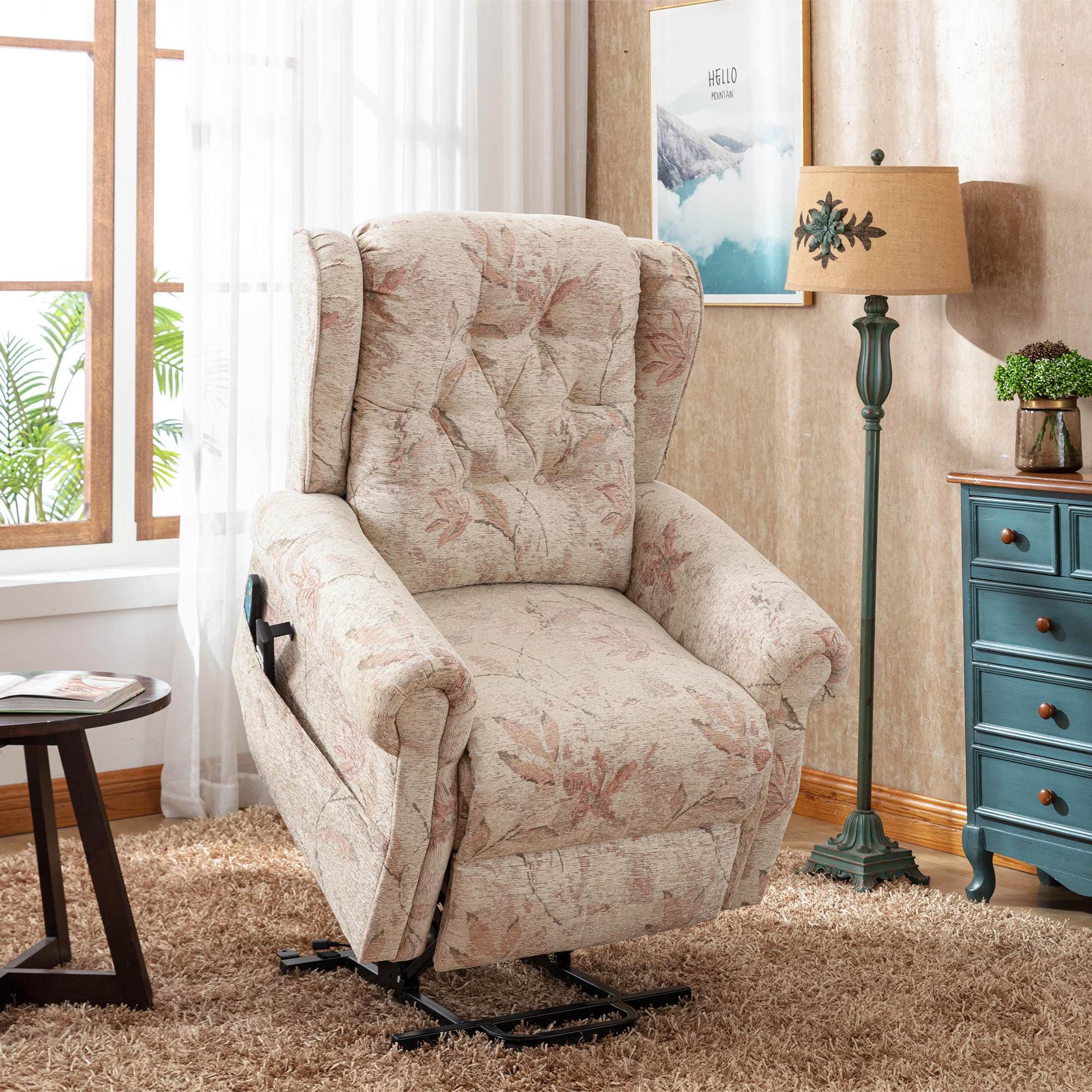 Dual Motor Power Lift Recliner Chair with Heat Massage and Infinite Position Lay Flat,  Side Pockets, for Elderly , 92x98x107 cm, Beige | Aosom UK