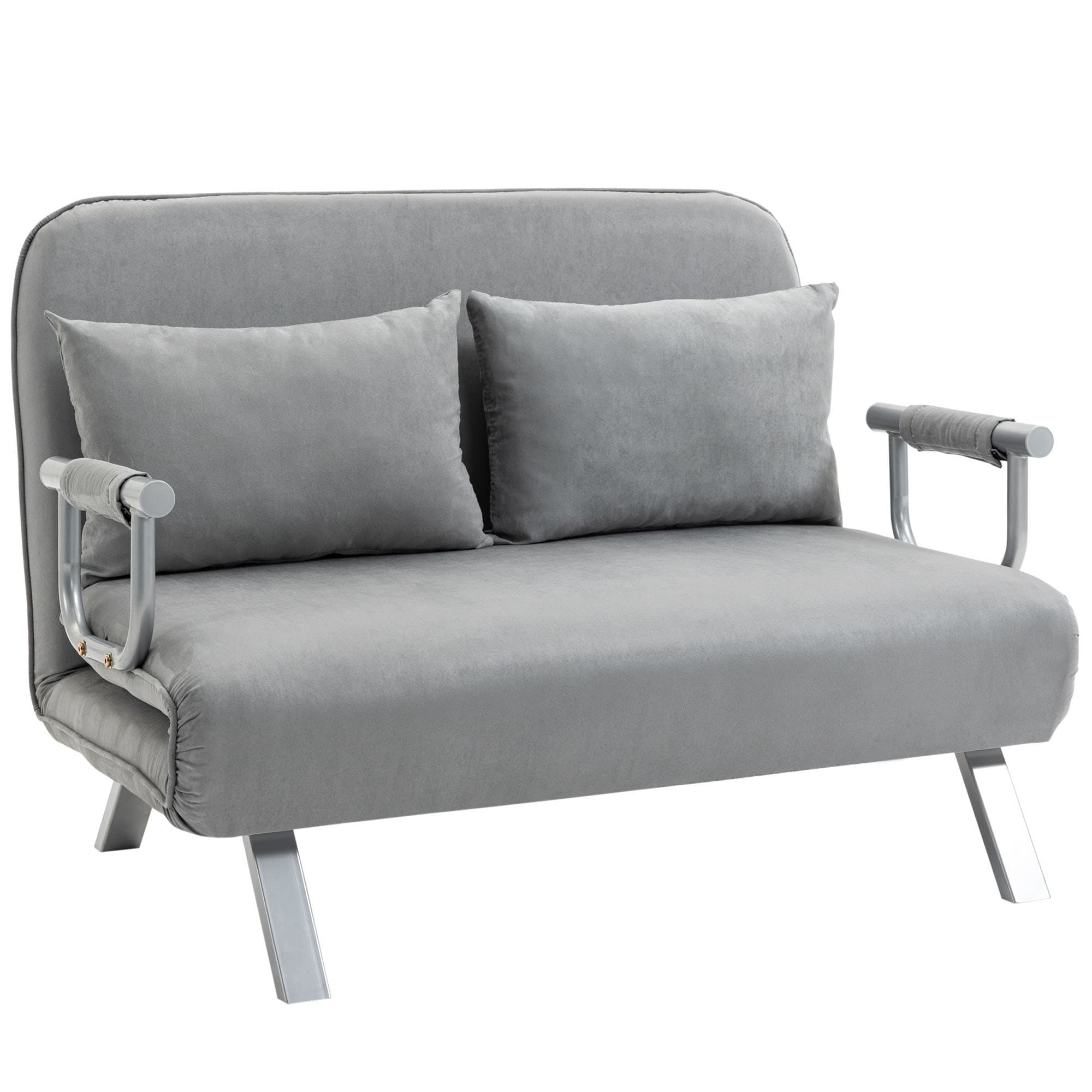 HOMCOM Two-Seater Click-Clack Sofa Bed - Light Grey | Aosom UK