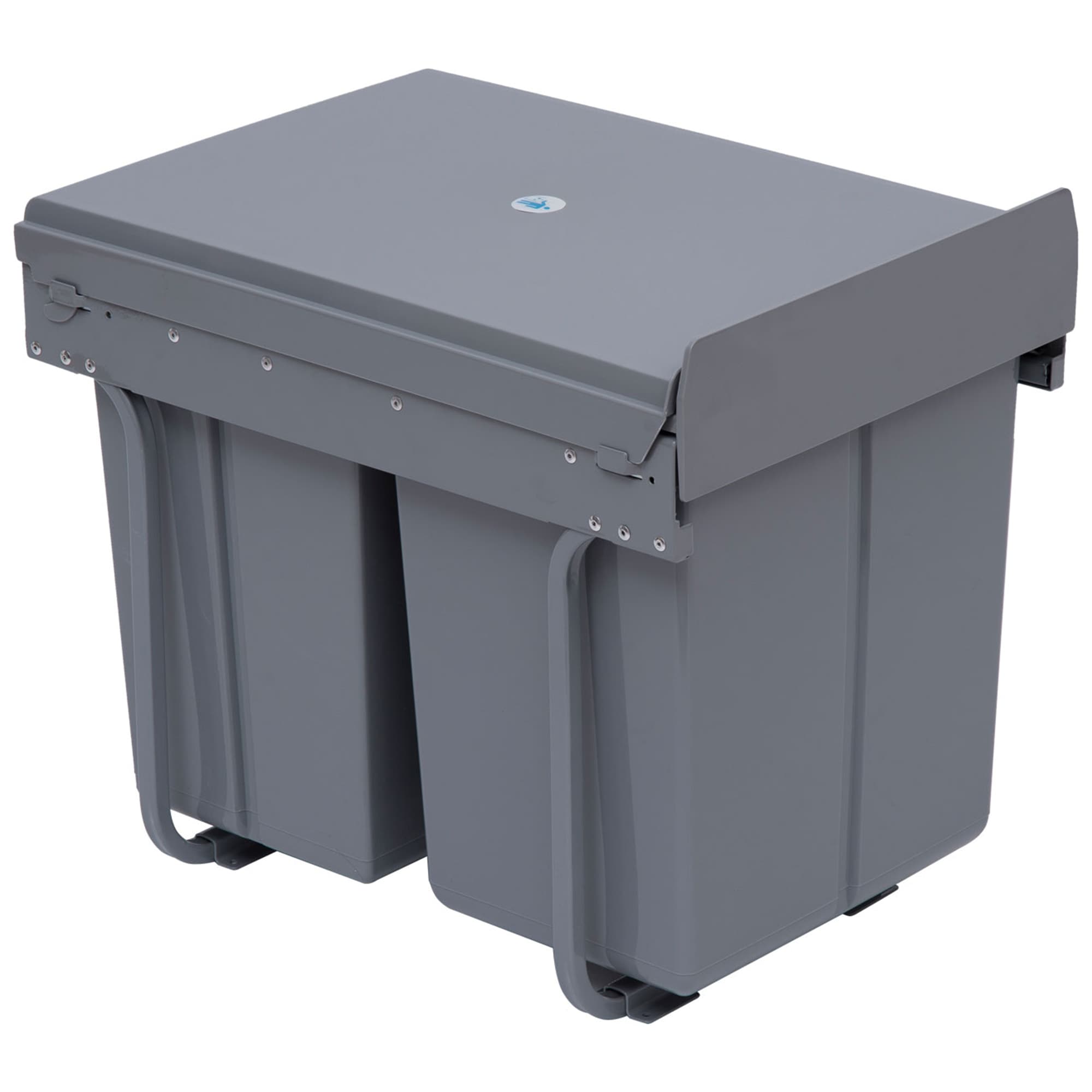 HOMCOM 40L Kitchen Recycle Waste Bin Pull-Out Soft Close Dustbin, Multi-Compartment Trash Can for Recycling, Grey | Aosom UK