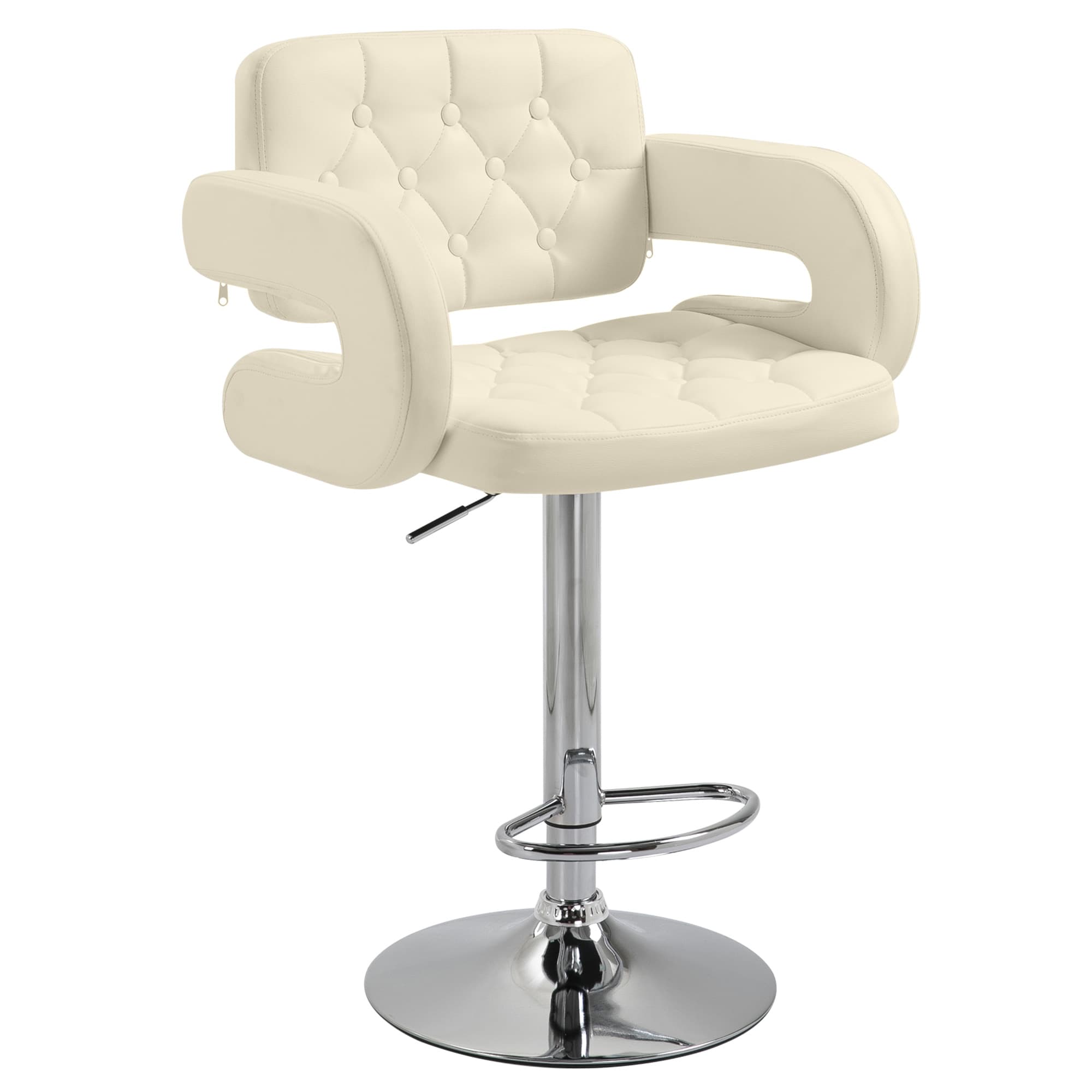 HOMCOM PU Leather Upholstered Swivel Bar Chair, Height Adjustable Barstool with Back, Armrest, Footrest for Kitchen, Counter Bar Stool | Aosom UK