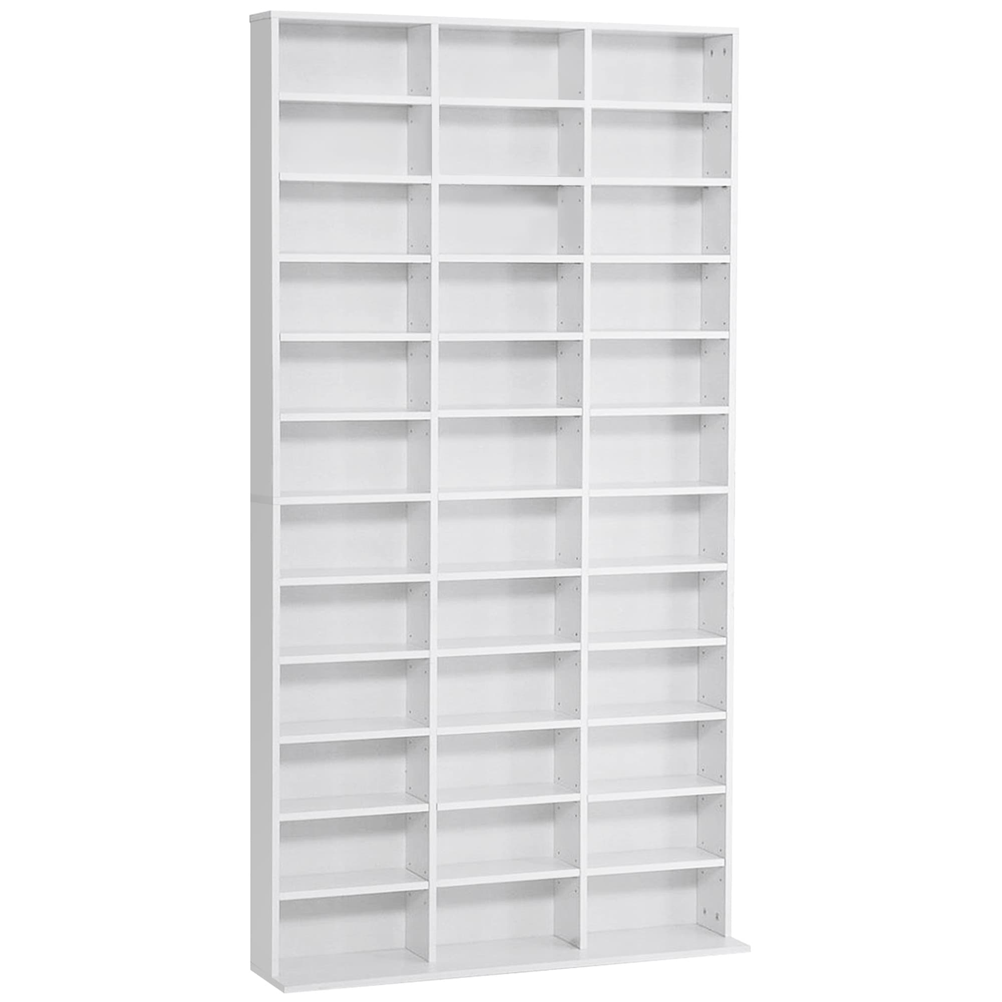 HOMCOM CD / DVD Storage Shelf Storage Unit for 1116 CDs Height-Adjustable Compartments 102 x 24 x 195 cm White