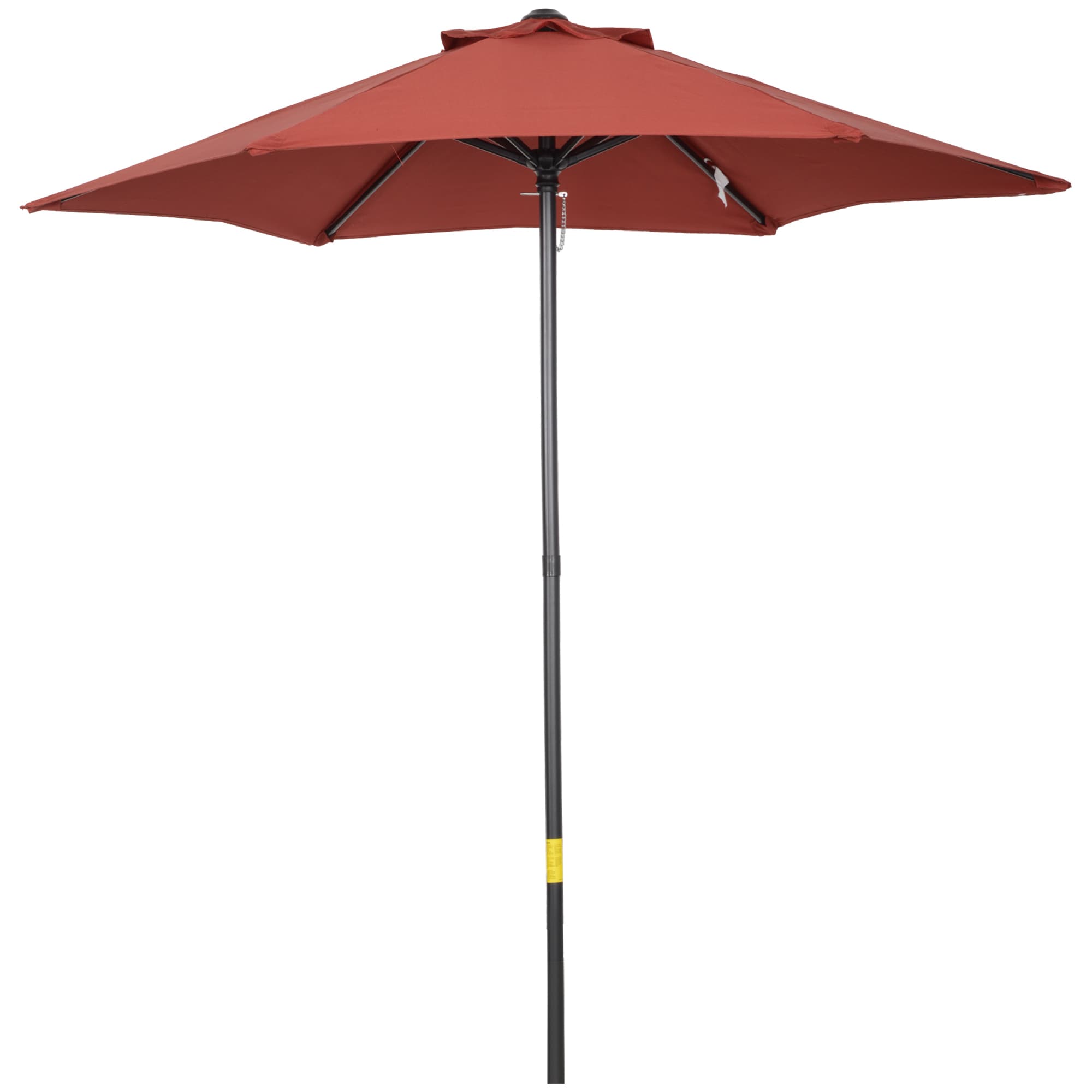 Outsunny Waterproof Patio Parasol, 2m Outdoor Sun Shade Umbrella with 6 Durable Ribs for Garden, Balcony, Wine Red | Aosom UK
