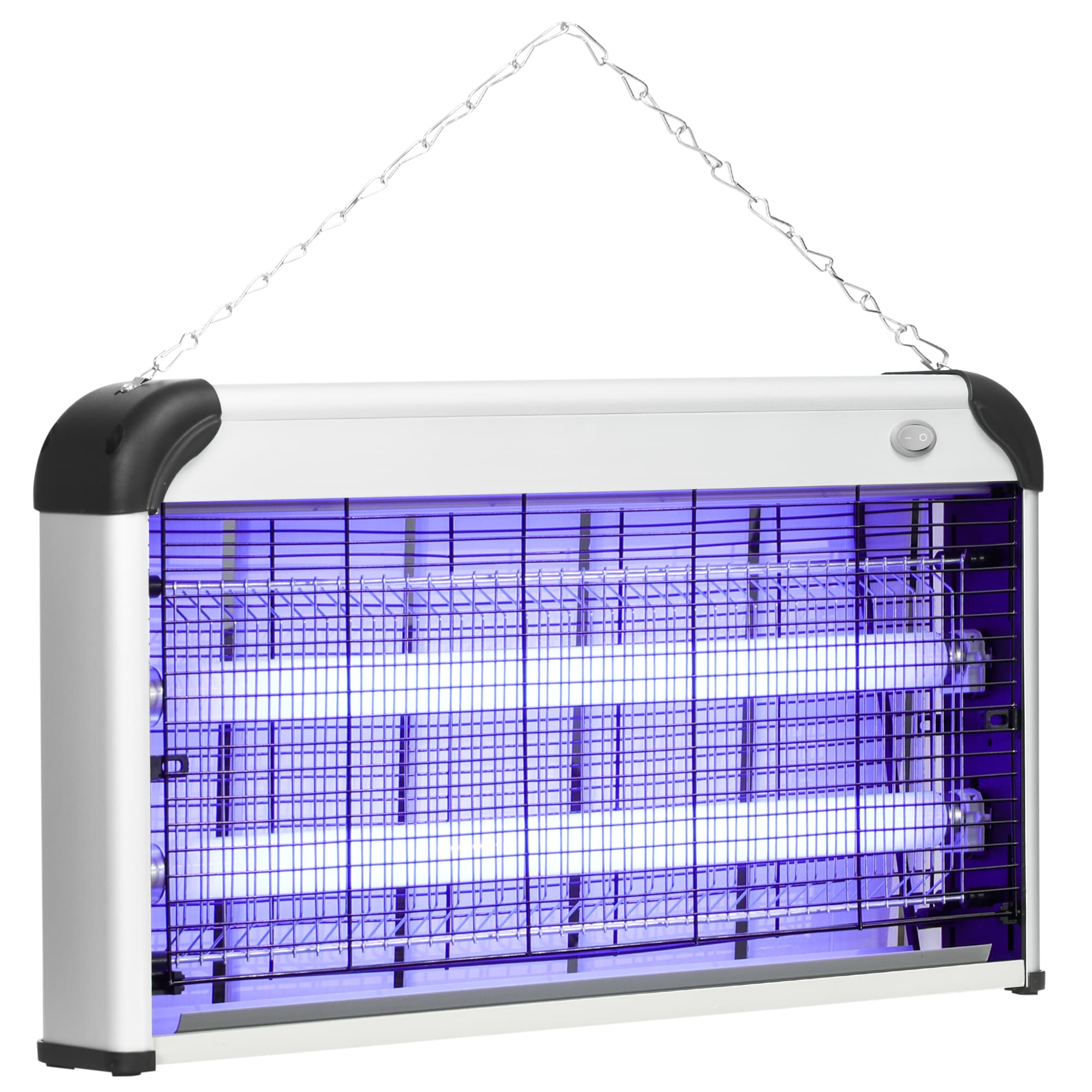 Outsunny Electric Insect Killer, 30W, Free Standing or Wall Hanging, Fly Mosquito Zapper, 60m2 Coverage, Silver | Aosom UK