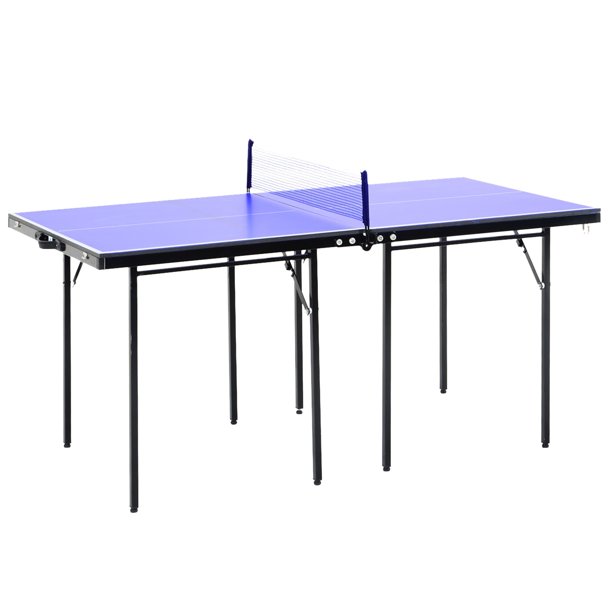 HOMCOM Folding Mini Compact Table Tennis Top Ping Pong Table Set Professional Net Games Sports Training Play Blue | Aosom UK