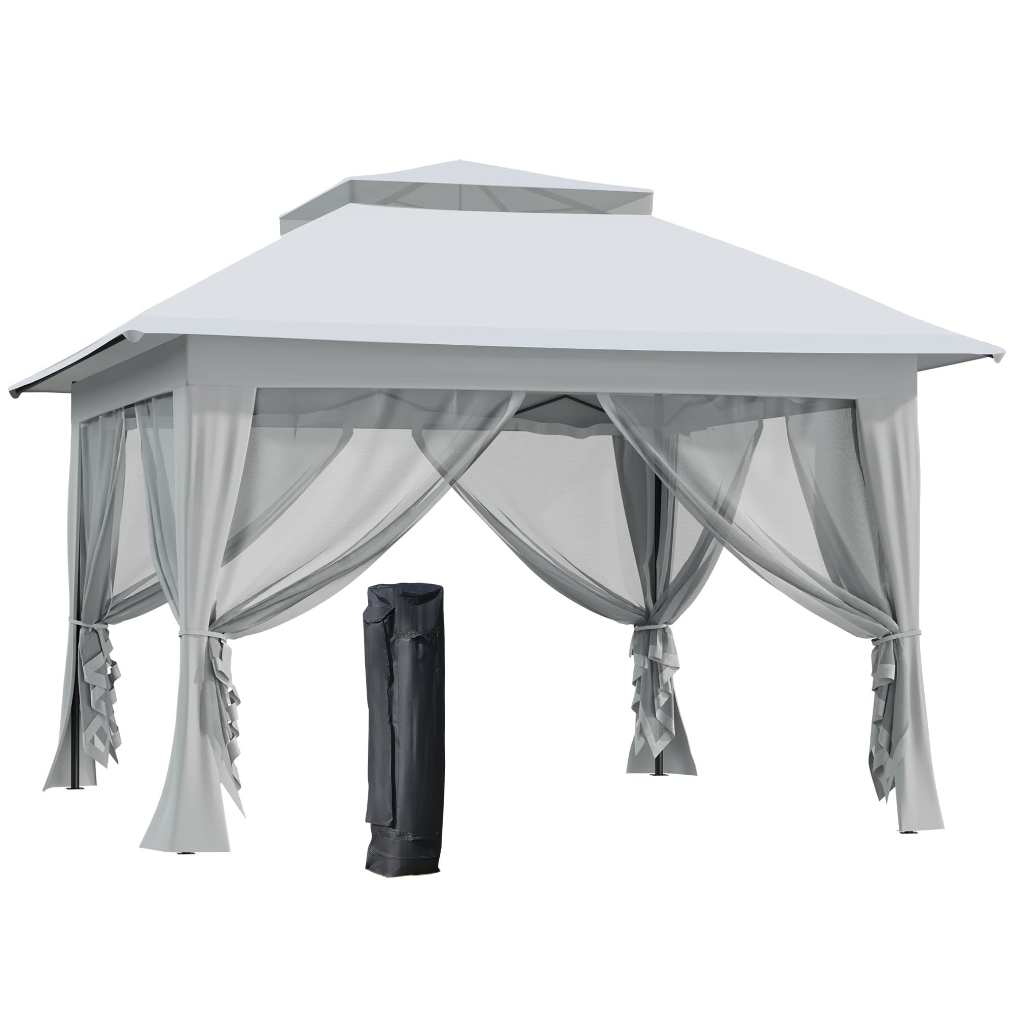 Outsunny Foldable Pop-up Party Tent Instant Canopy Sun Shade Gazebo Shelter Steel Frame Oxford w/ Roller Bag, 3.6 x 3.6 x 2.9(m)