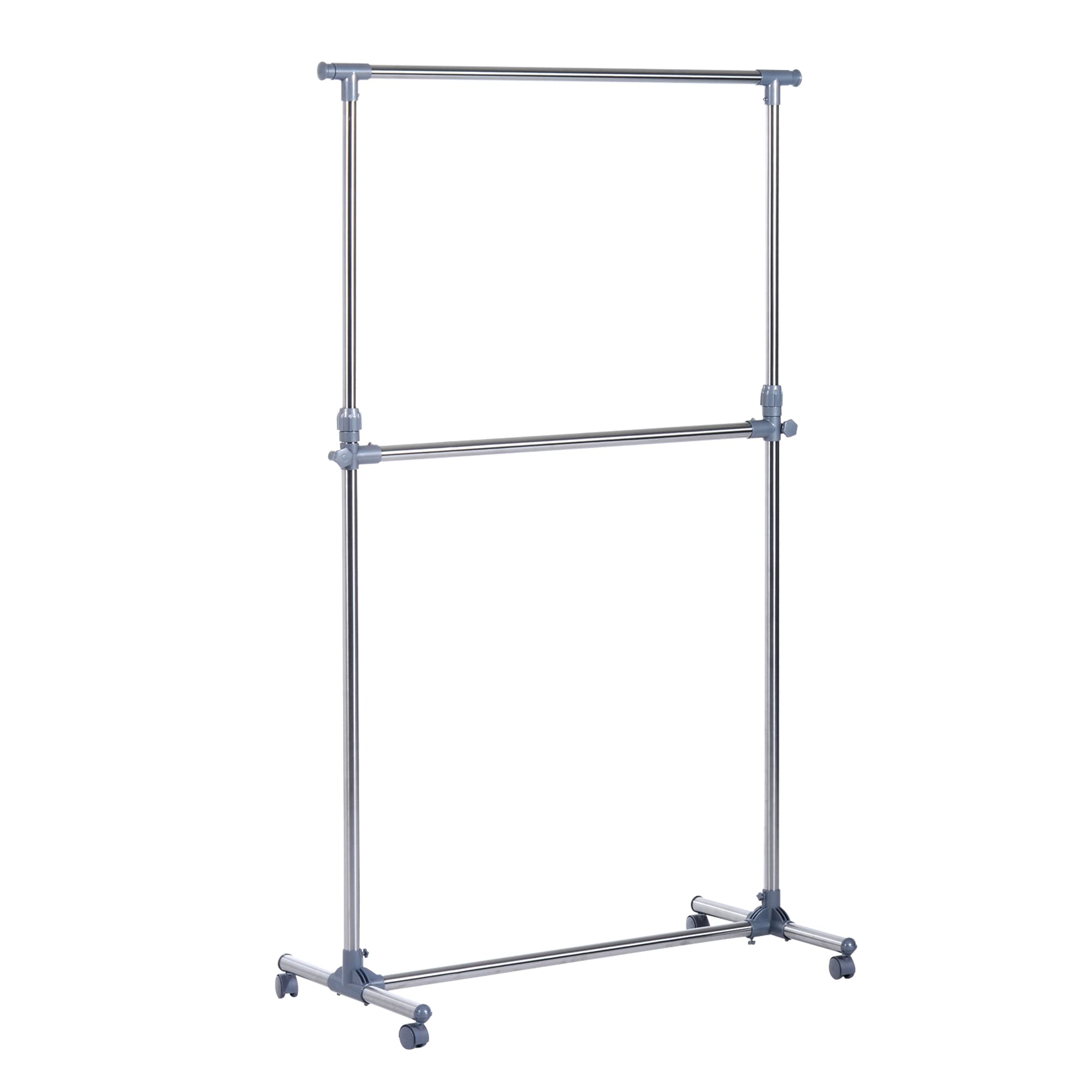 HOMCOM Heavy Duty Garment Rail Clothes Hanger on Wheels, Adjustable Hanging Display Stand, Black