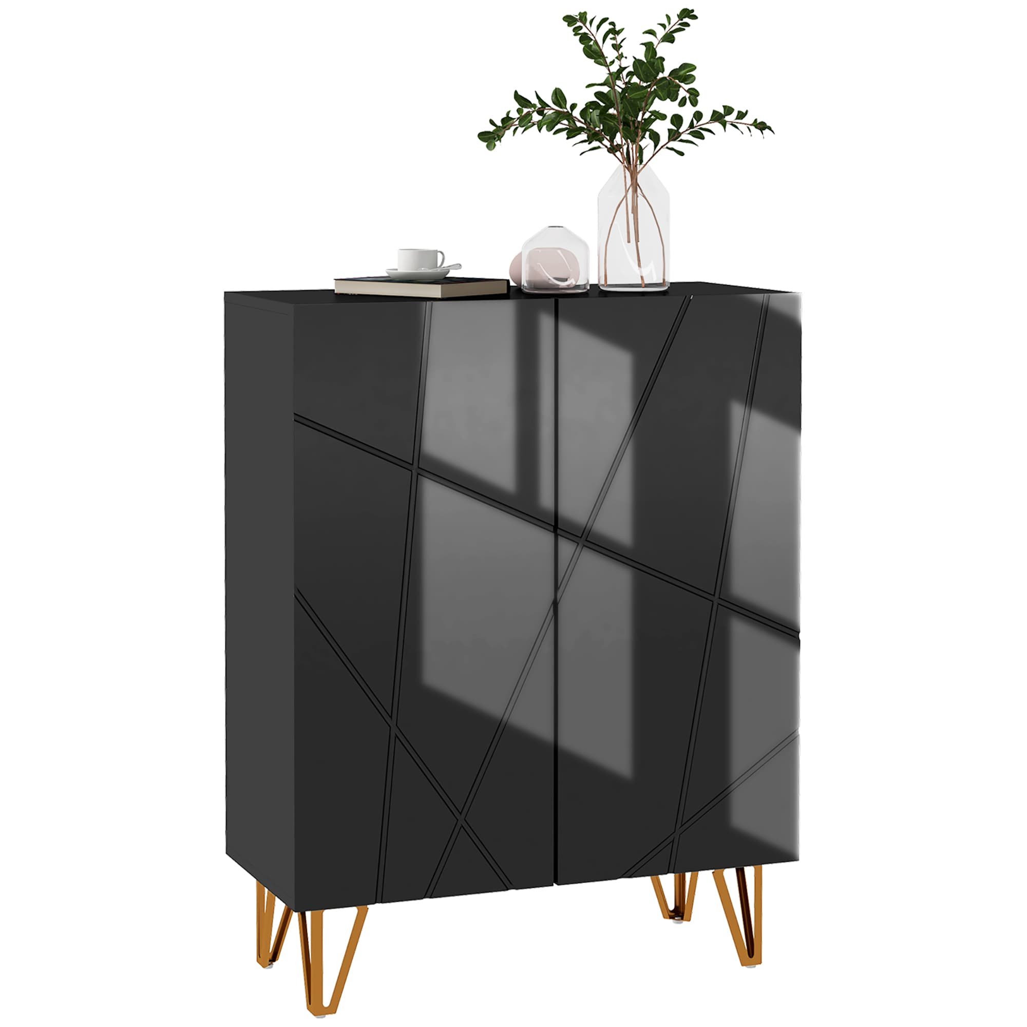 HOMCOM Narrow Shoe Storage Cabinet with Soft-Close Hinges and Adjustable Shelves for 15-20 Pairs of Shoes, Black | Aosom UK