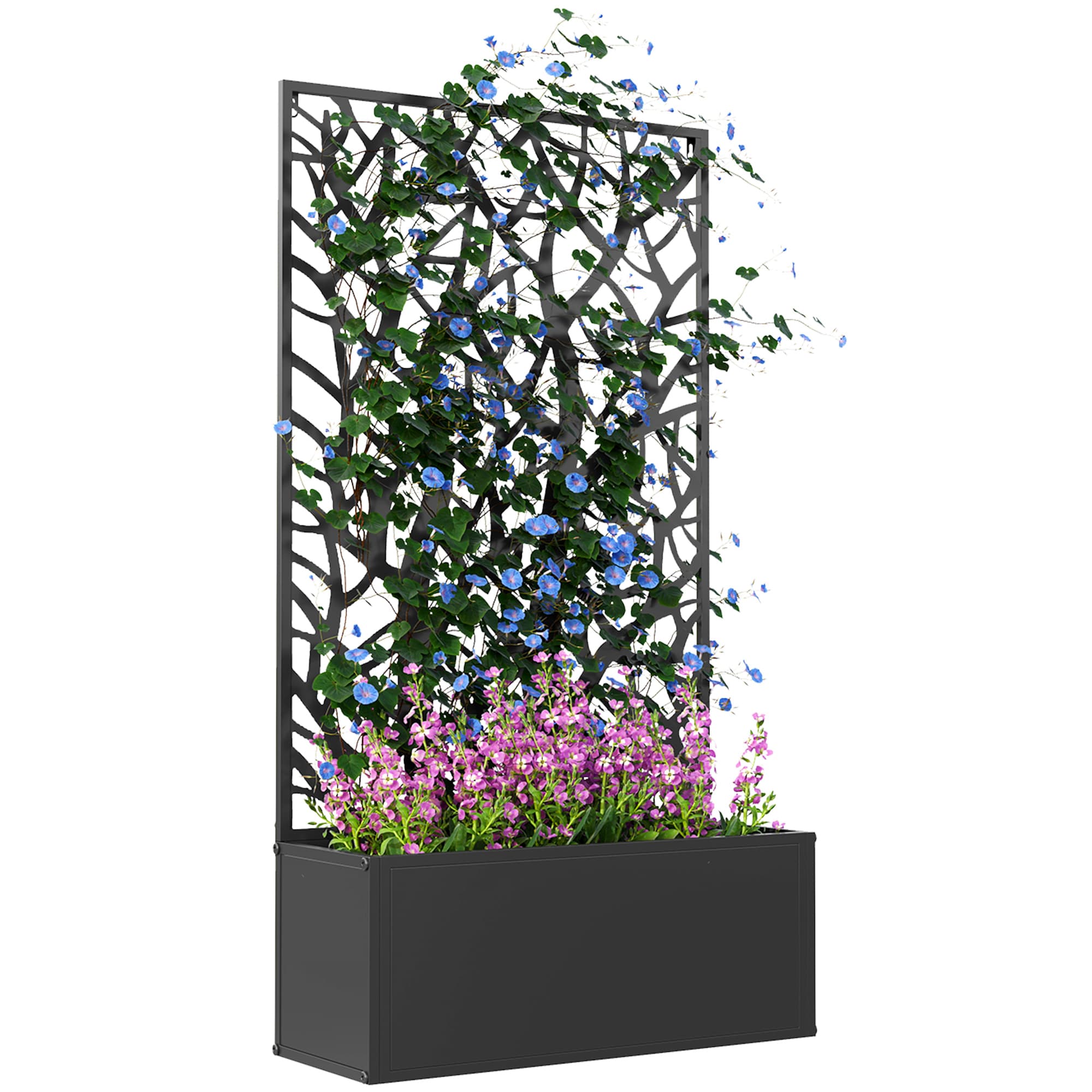 Outsunny Garden Bed with Privacy Screen, Wall Mounted or Freestanding Raised Planter for Climbing Plants, Flowers, Vegetables