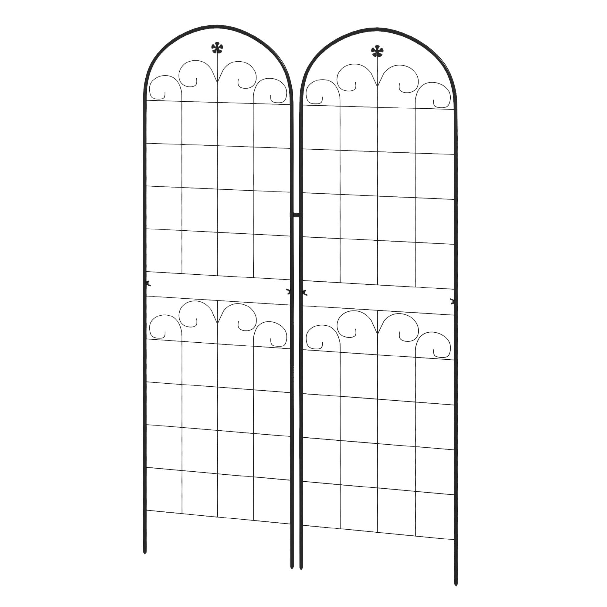 Outsunny Metal Trellis Set of 2, Garden Trellis for Climbing Plants Support Frames, Floral Design | Aosom UK