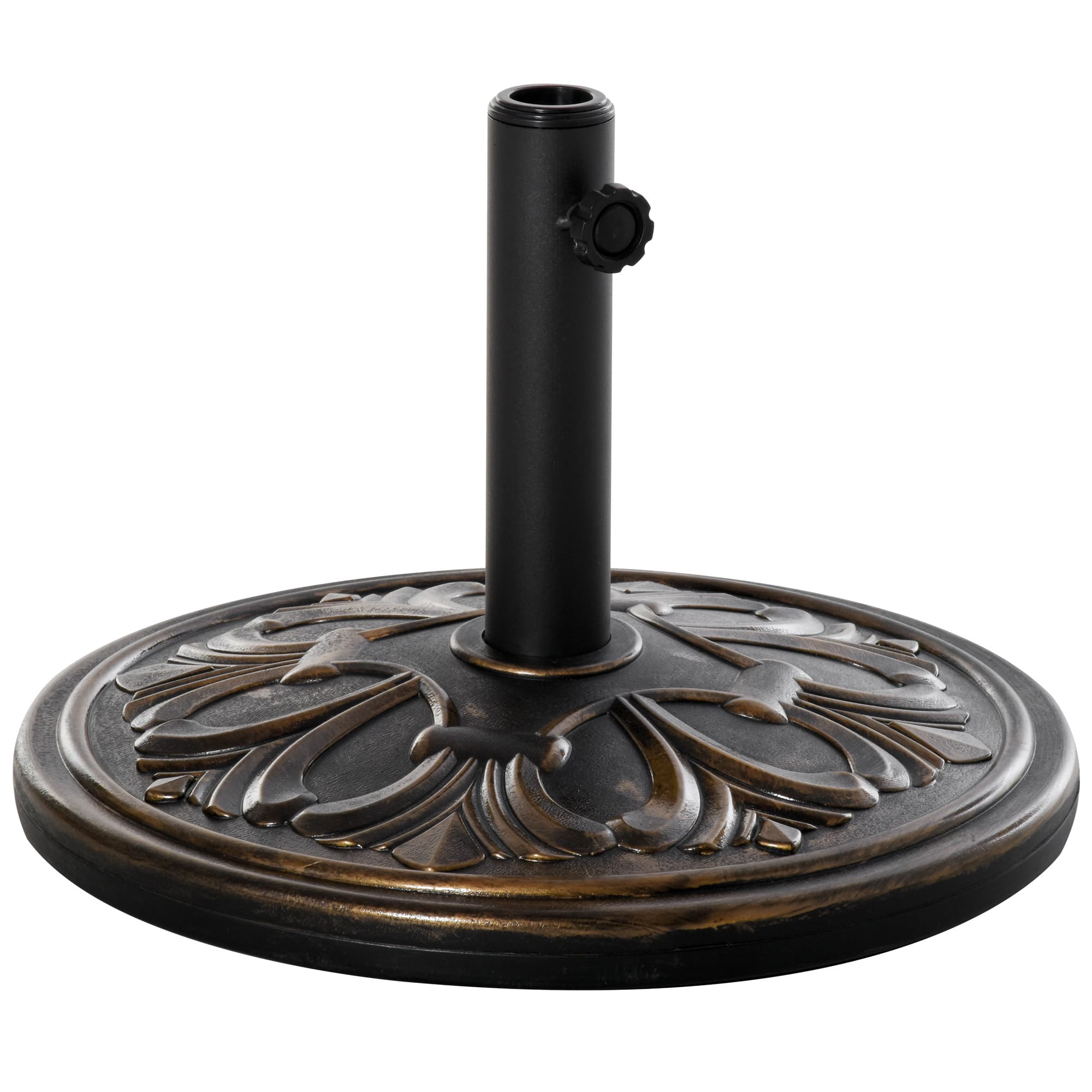 Outsunny 13kg Round Umbrella Base Outdoor Parasol Base Weight Stand Holder for Outdoor Garden Bronze Tone | Aosom UK