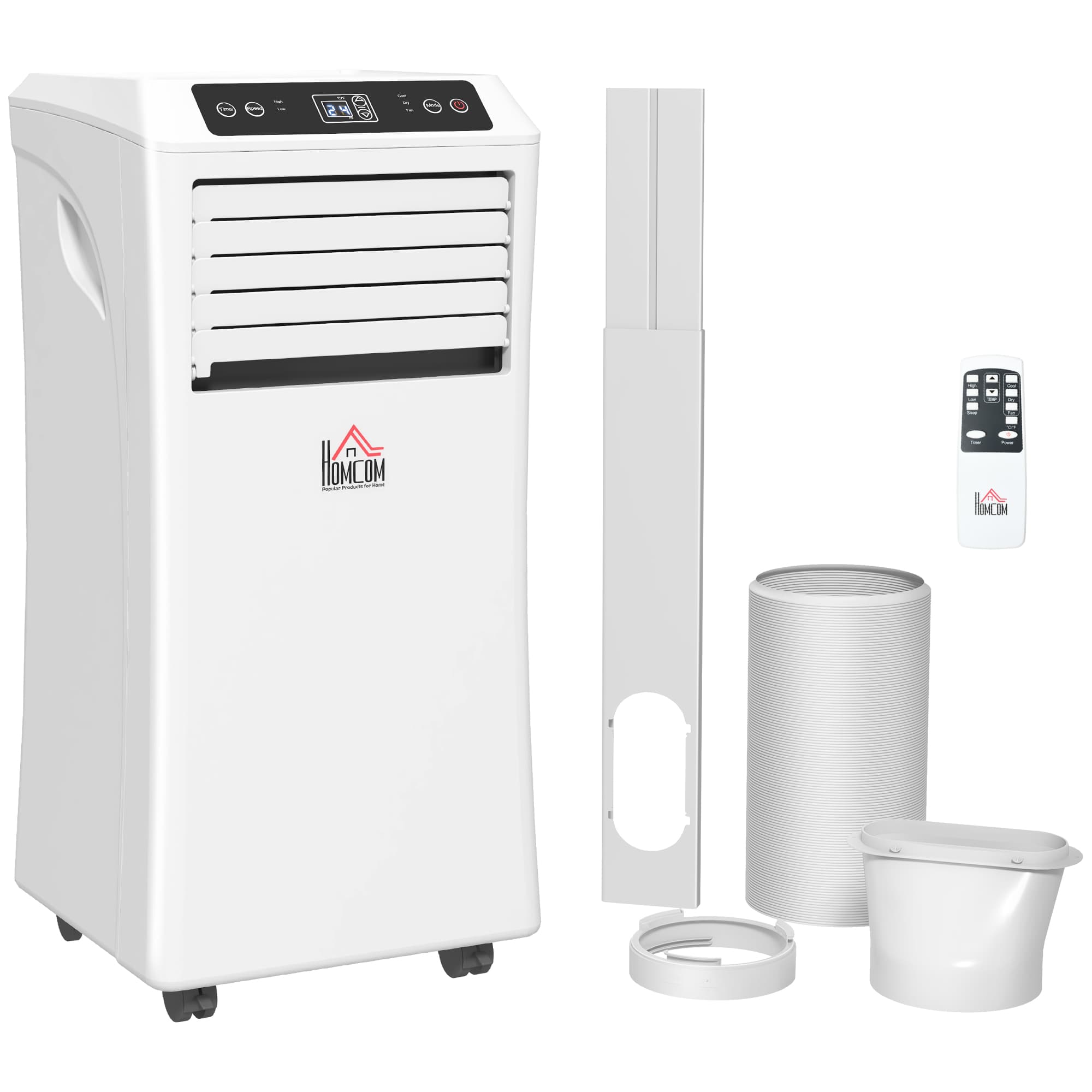 HOMCOM Portable Air Conditioner, 1114W Cooling w/ Remote, Dehumidifier & LED Display, White | Aosom UK