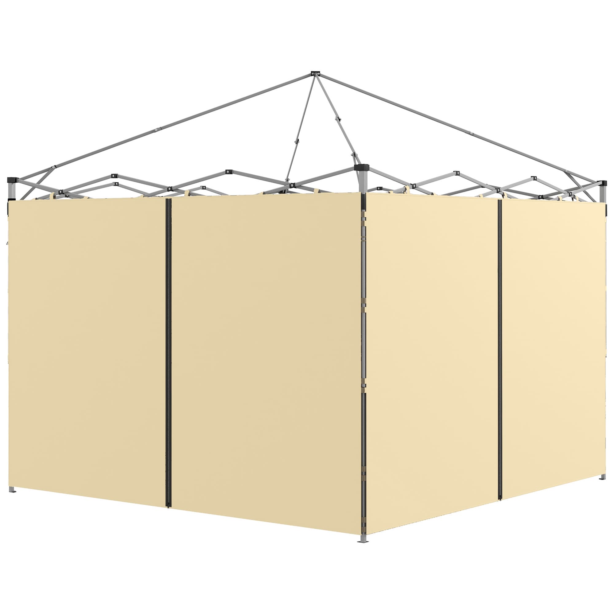 Outsunny Gazebo Side Panels, 2 Pack with Zipped Doors, Replacement for 3x3m or 3x6m Pop Up Gazebos, Beige | Aosom UK