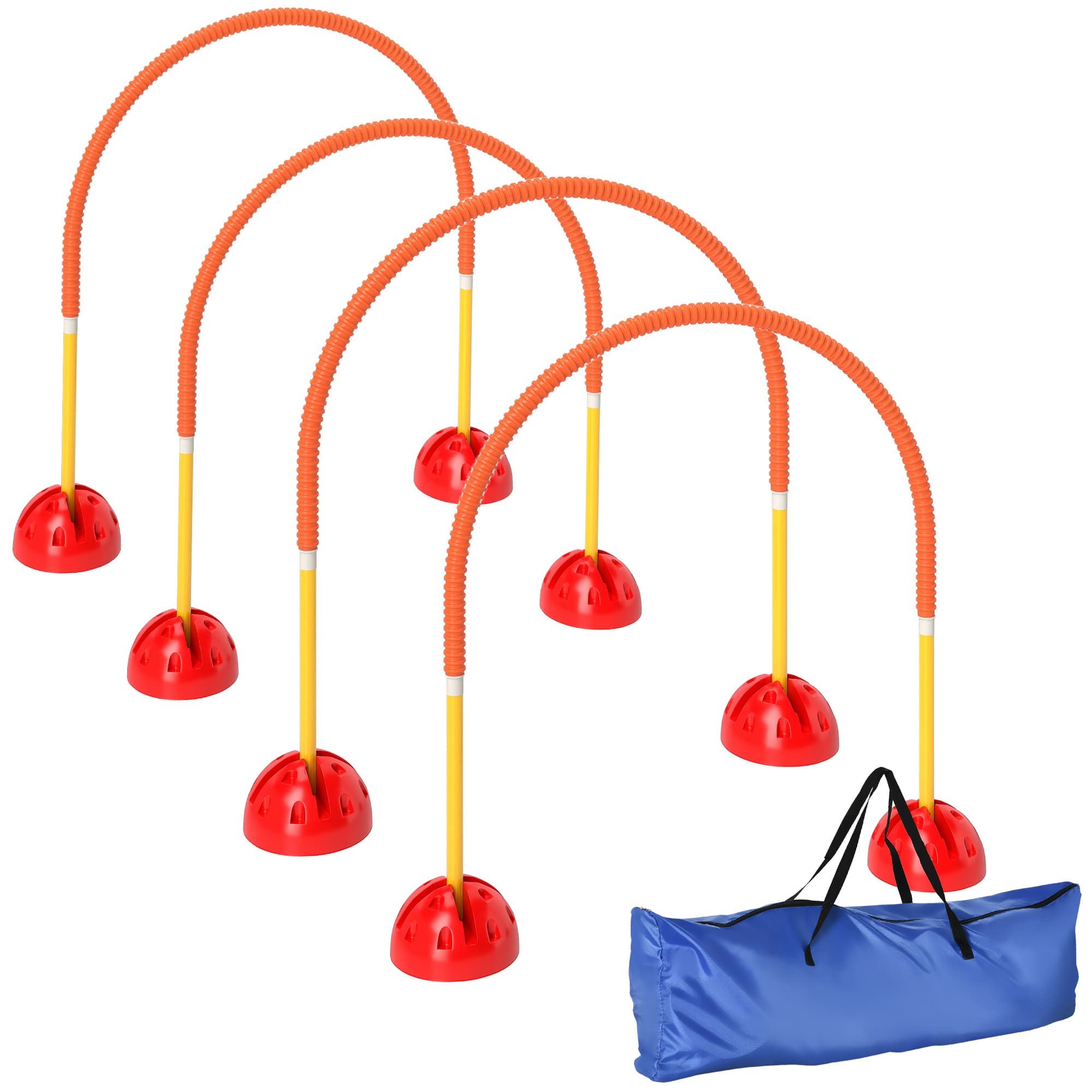 PawHut 5 Piece Dog Agility Training Equipment with 4 Adjustable Width Doors, Carry Bag, for Garden, Orange