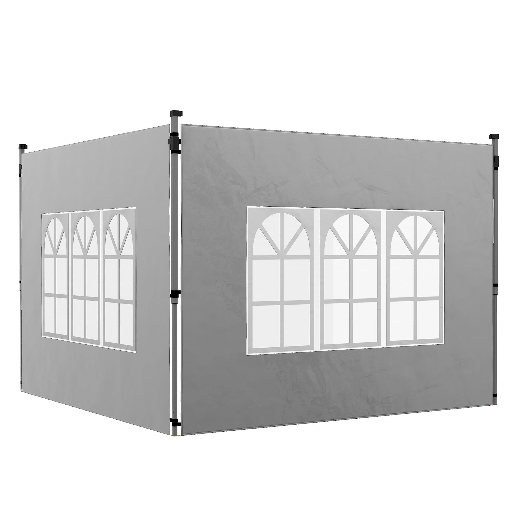 Outsunny Replacement Gazebo Side Panels with Windows, Compatible with 3x3(m) or 3x4m Pop Up Gazebos, 2 Pack, Grey