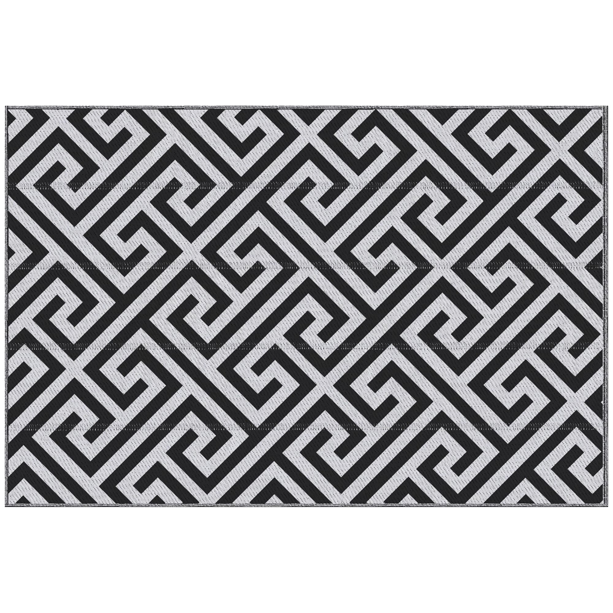 Outsunny Reversible Outdoor Mat: Portable Plastic Straw Rug for RVs, Gardens & Decks, Black & White, 121x182 cm | Aosom UK