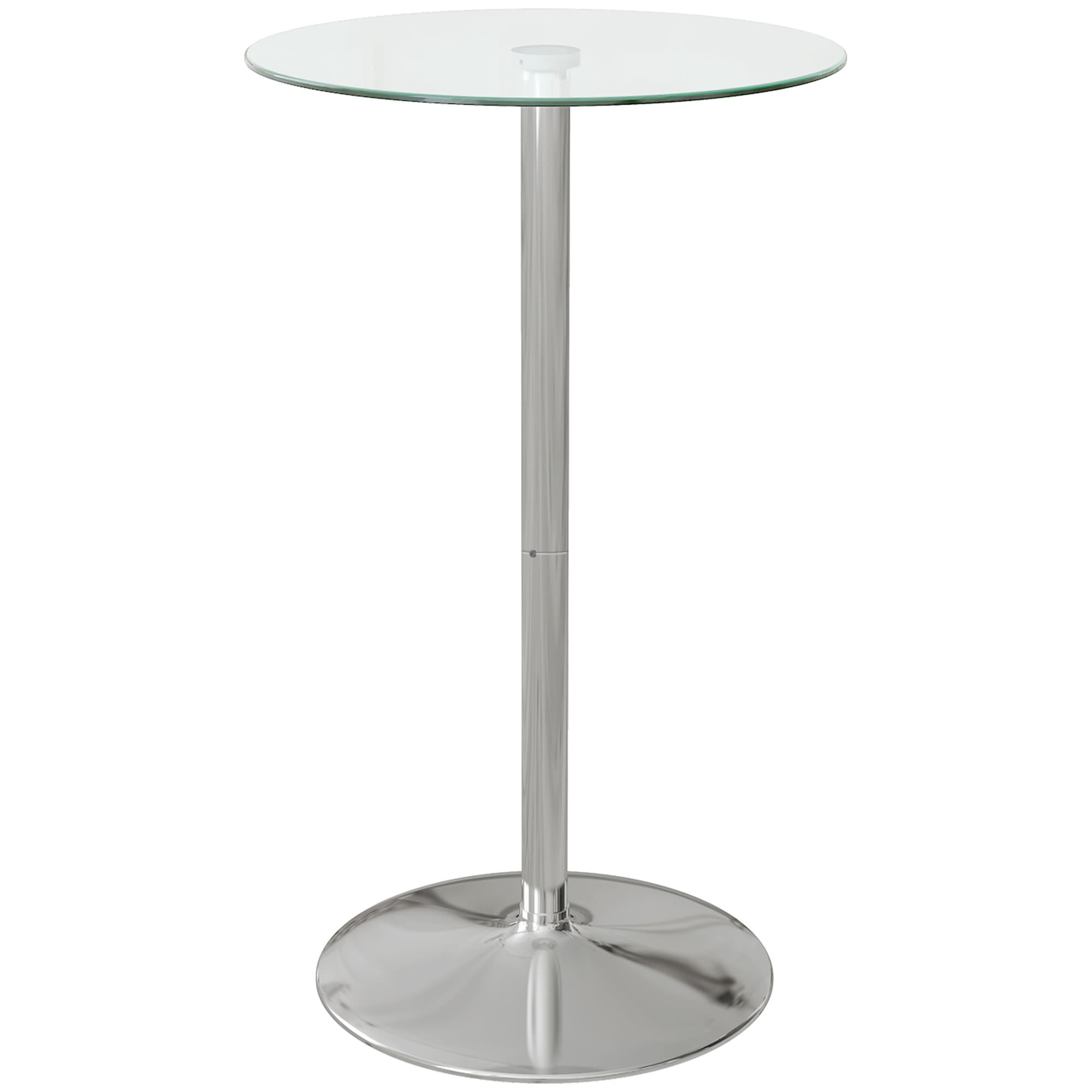 HOMCOM High Top Bar Table, Round Kitchen Table with Tempered Glass Top and Steel Base, Bistro Table for 2 People, Clear | Aosom UK