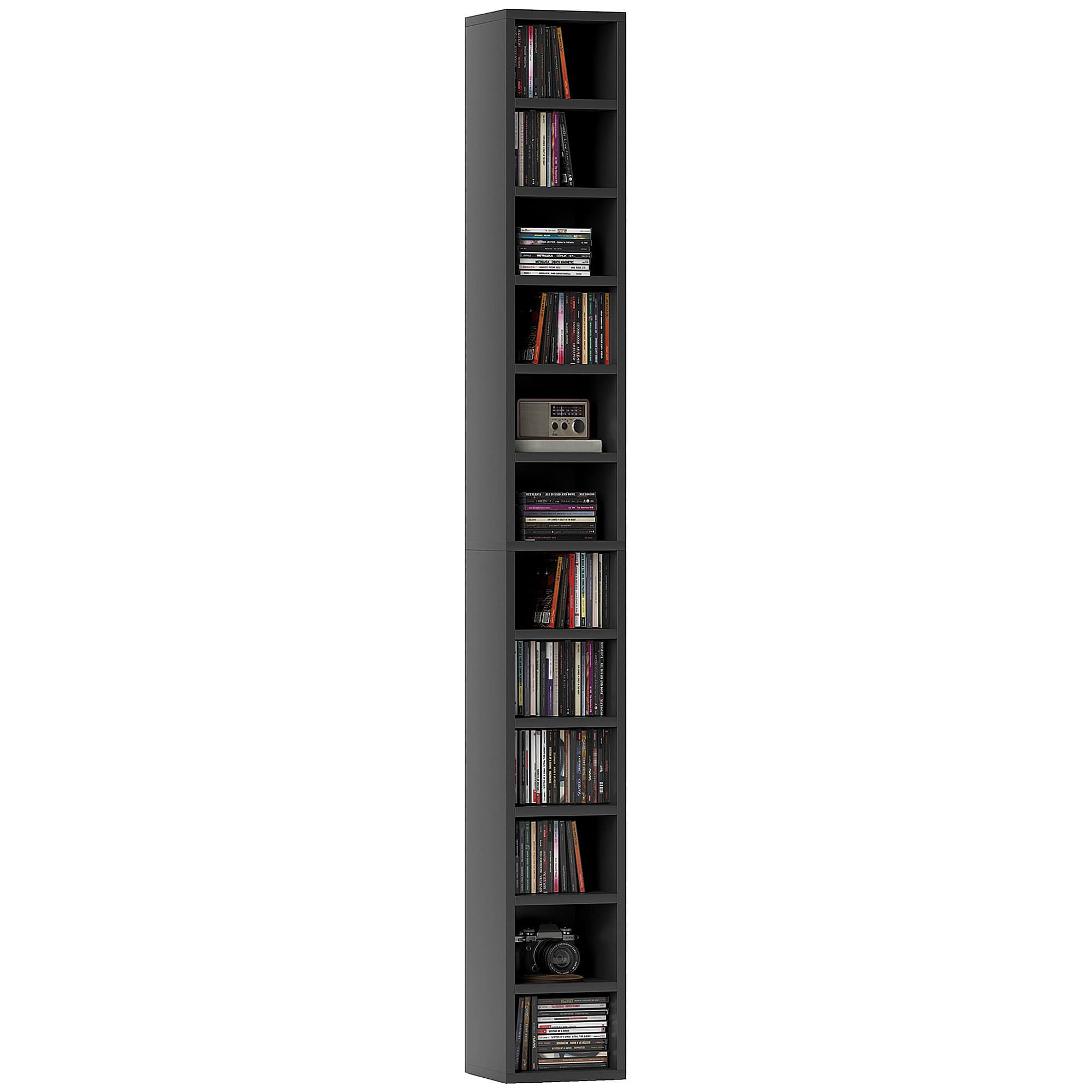 HOMCOM 204 CD Tall Narrow Media Storage Tower - Black | Aosom UK