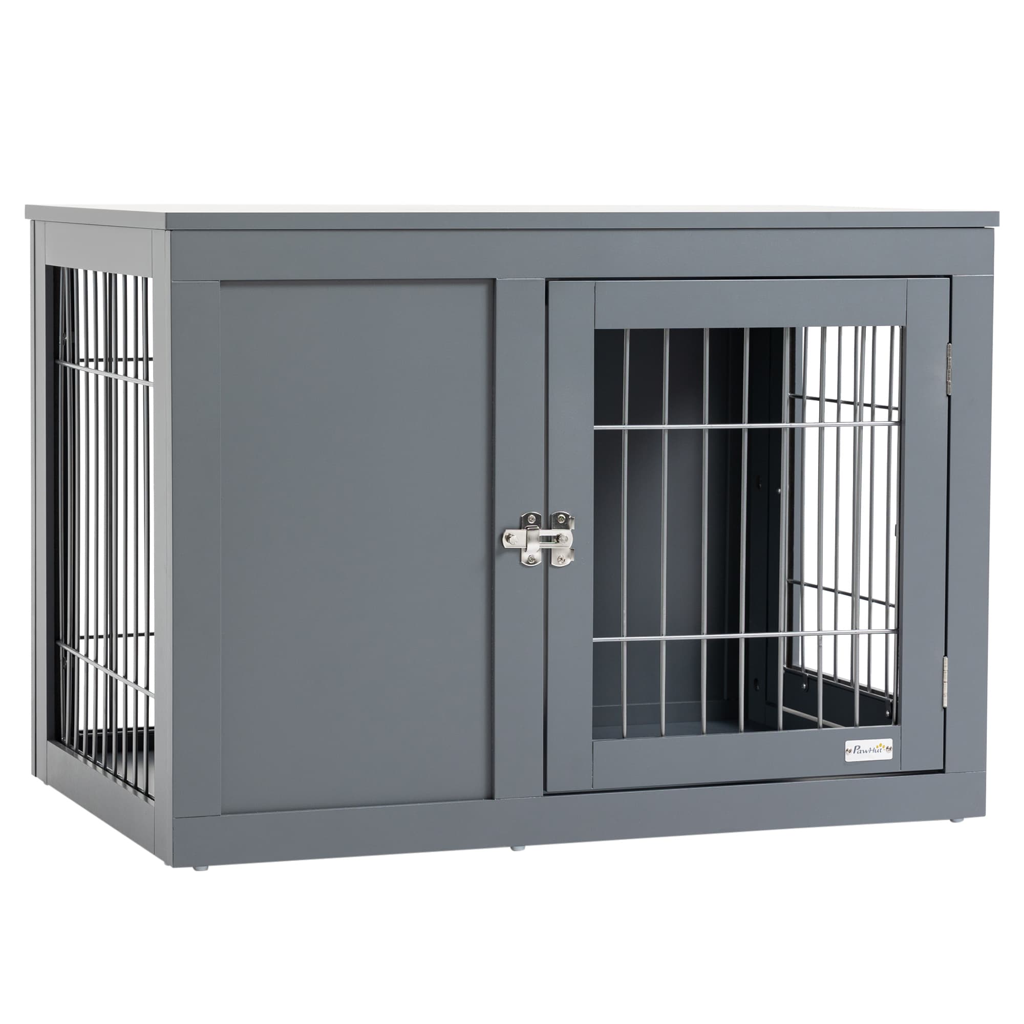 PawHut Pets at Home Dog Crate,  Indoor Dog Kennel End Table, Decorative Puppy House, with Double Doors, Locks, for Small & Medium Dogs, Grey | Aosom UK