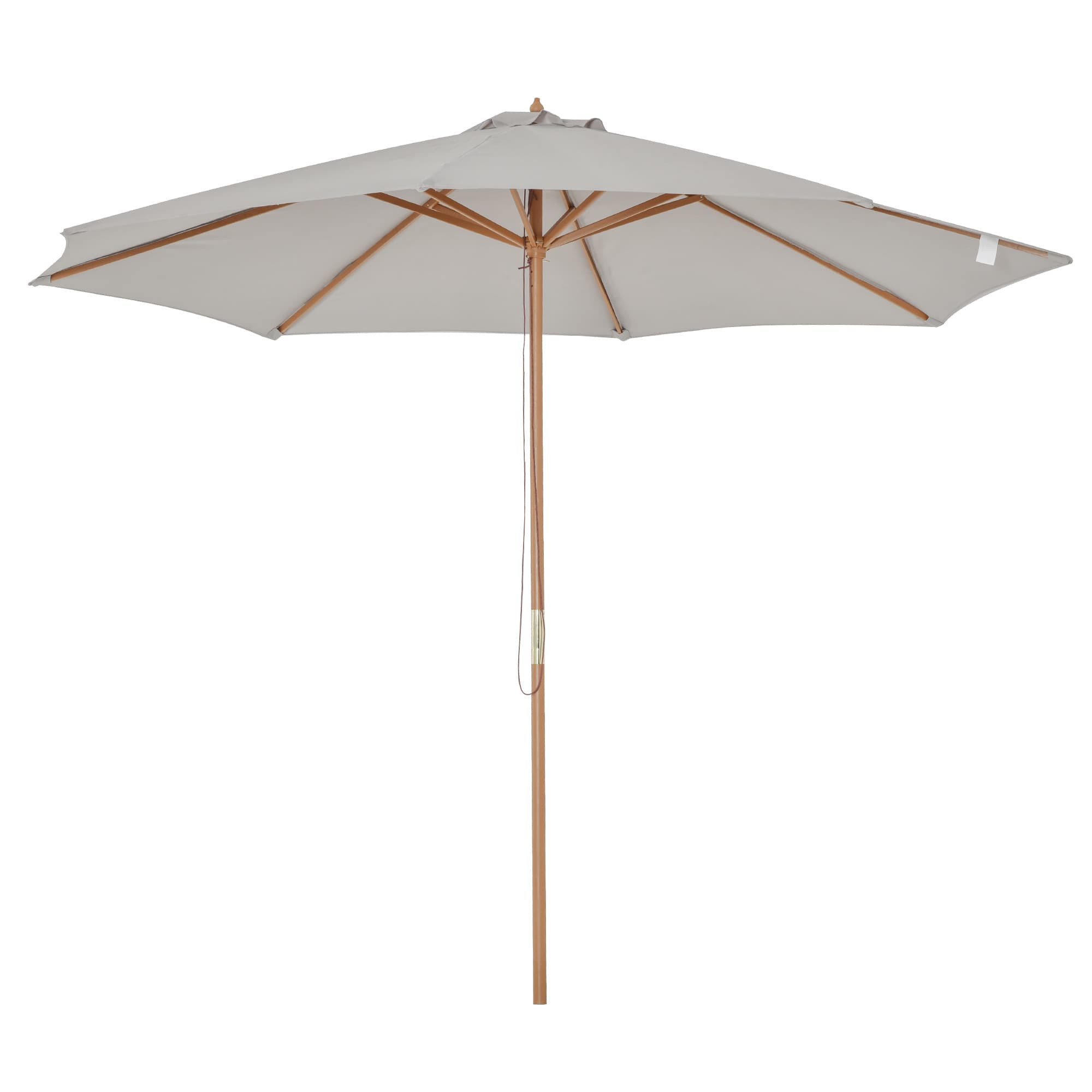 Outsunny 3m Fir Wooden Garden Parasol Bamboo Sun Shade Patio Outdoor Umbrella Canopy, Grey | Aosom UK