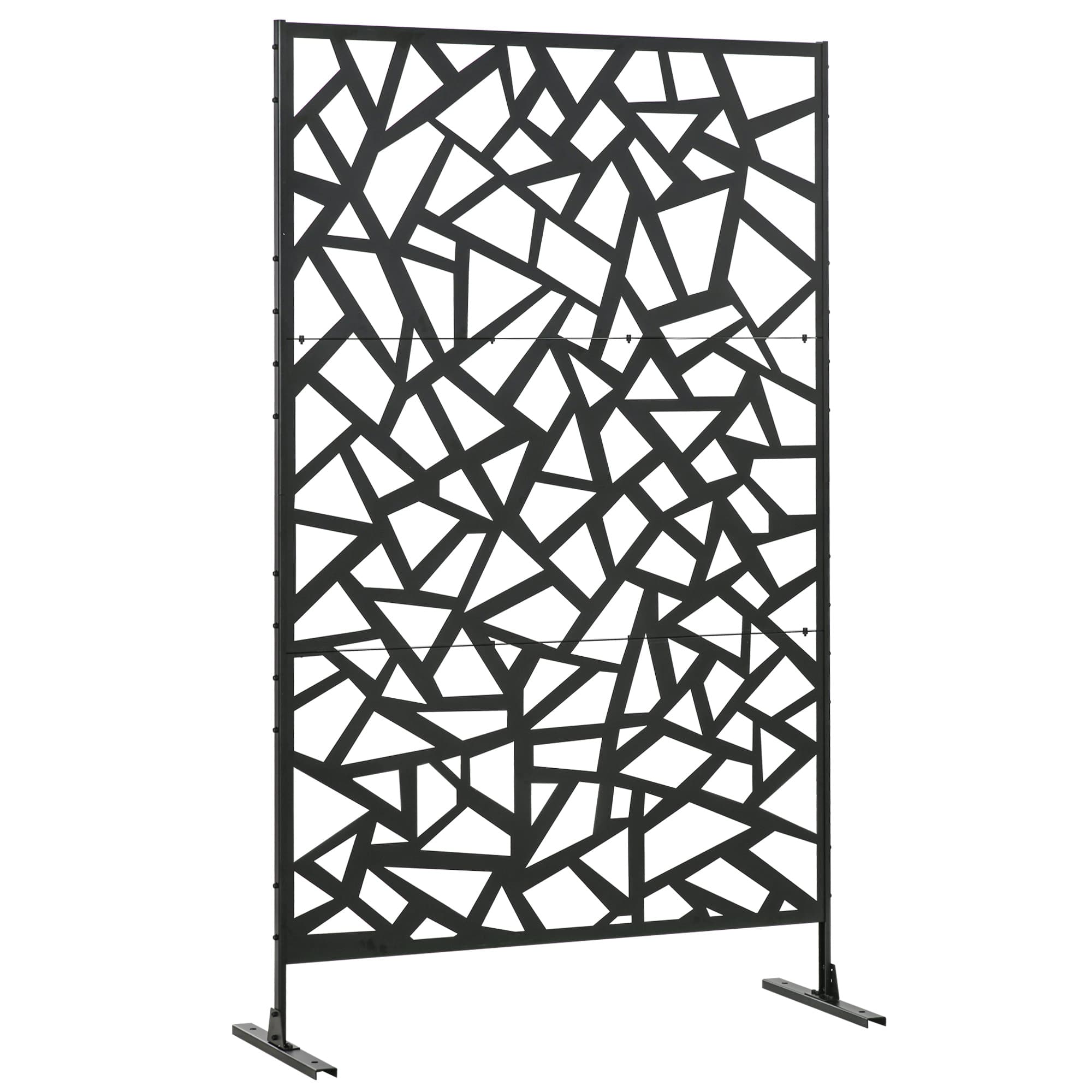 Outsunny Outdoor Privacy Screen Freestanding Metal Partition Screen with Expansion Screws for Patio & Deck, Expandable | Aosom UK