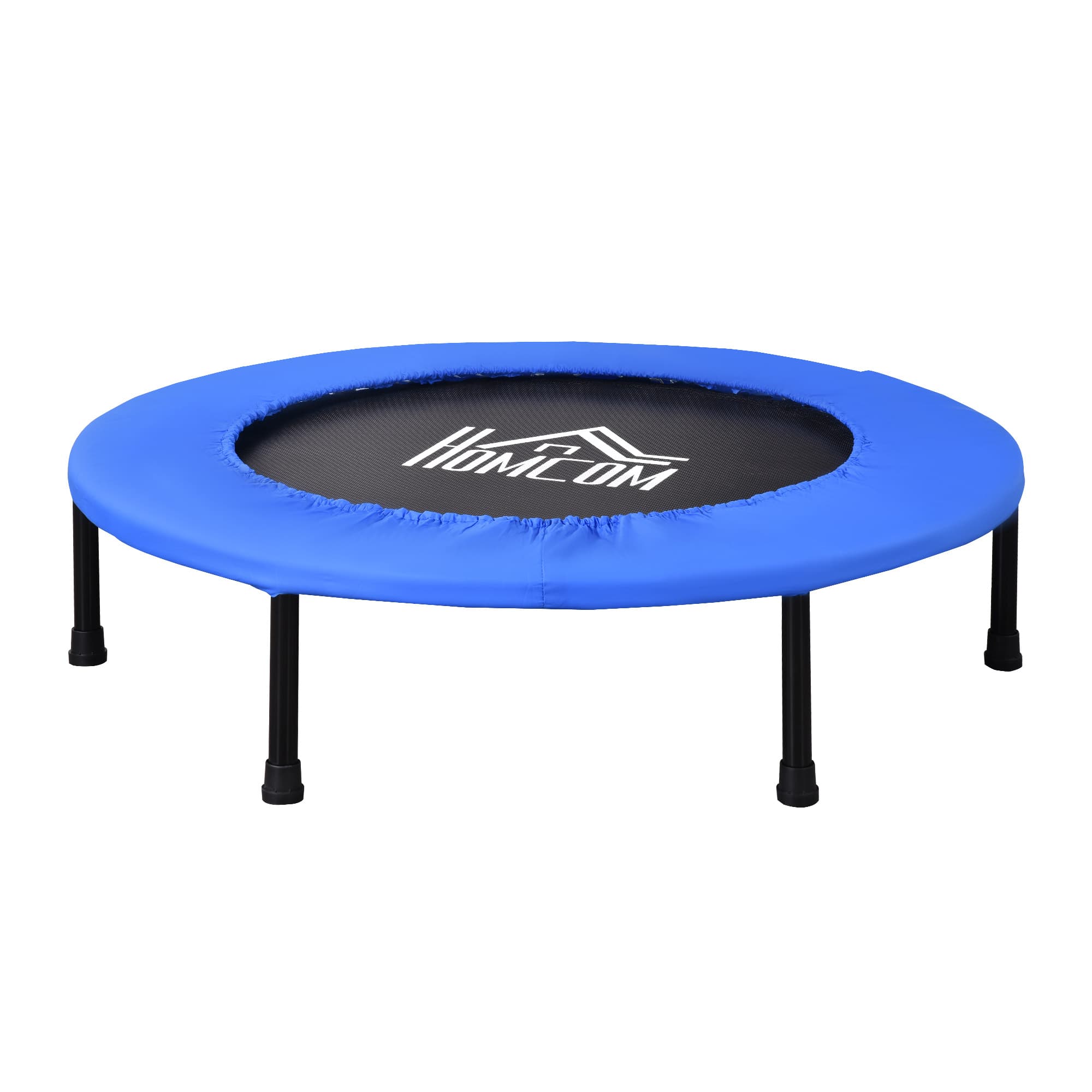 HOMCOM Trampoline Aerobic Rebounder Indoor Outdoor Fitness Round Jumper 91cm, Compact, w/ Sponge Edge, Blue | Aosom UK