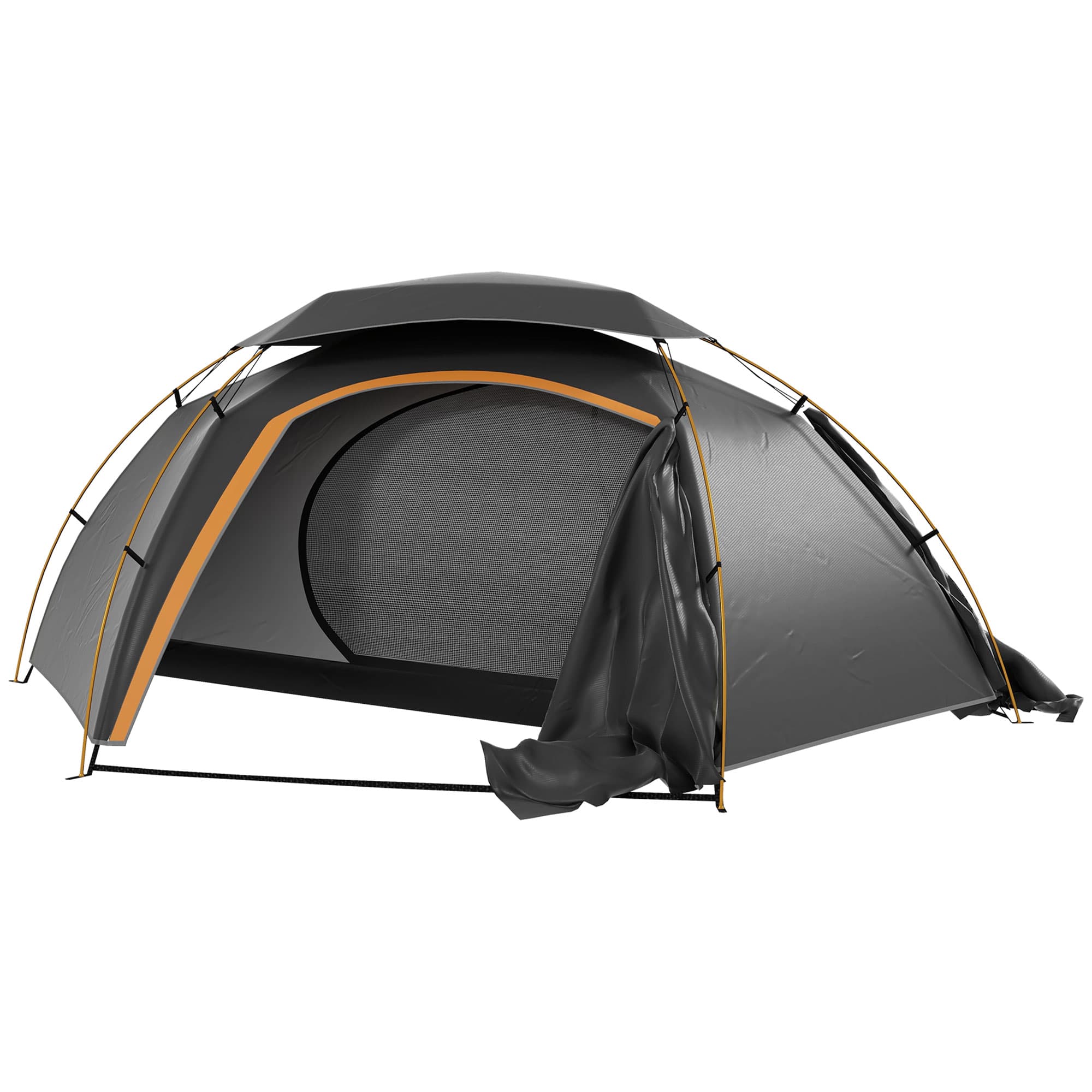 Outsunny Dome Camping Tent with Aluminium Frame, Removable Rainfly, 2000mm Waterproof, for 1-2 Persons, Grey | Aosom UK